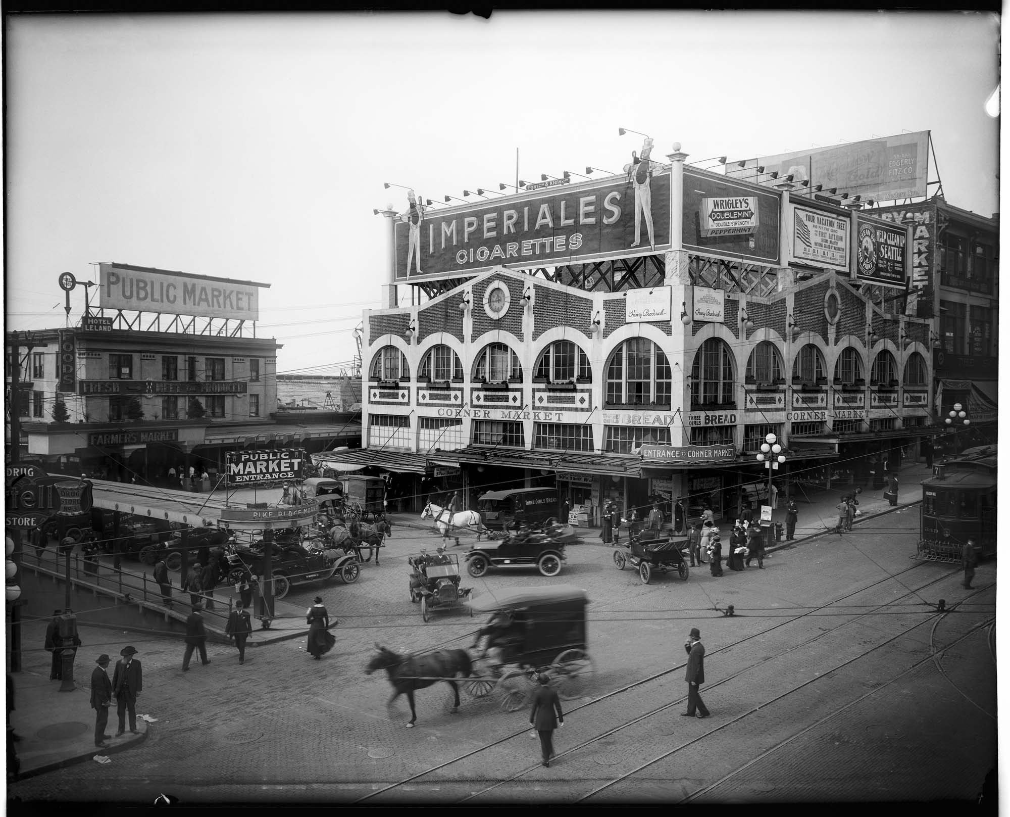 Image of Corner Market at Pike Place, circa 1915