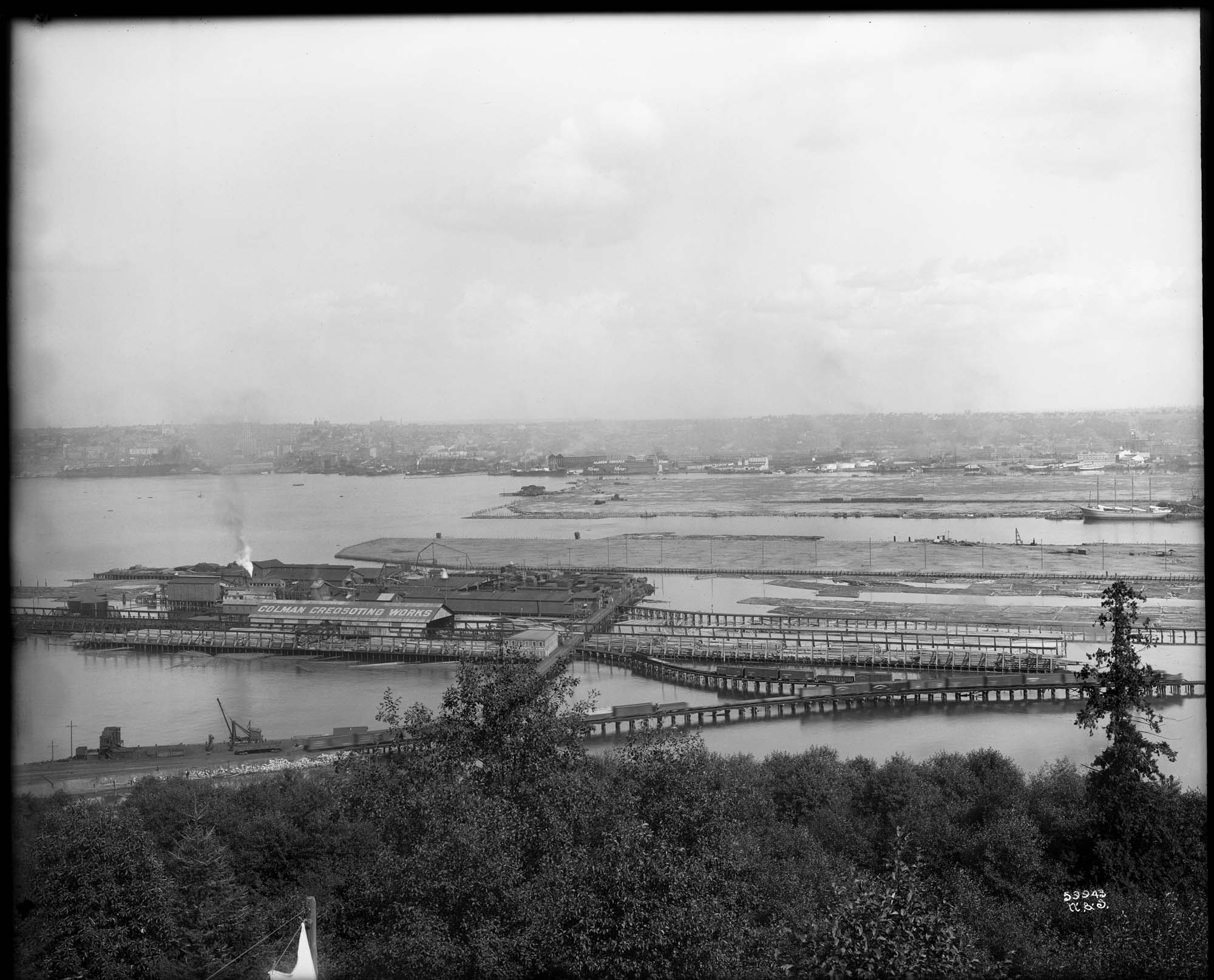 Image of Panoramic view of Harbor Island, circa 1914