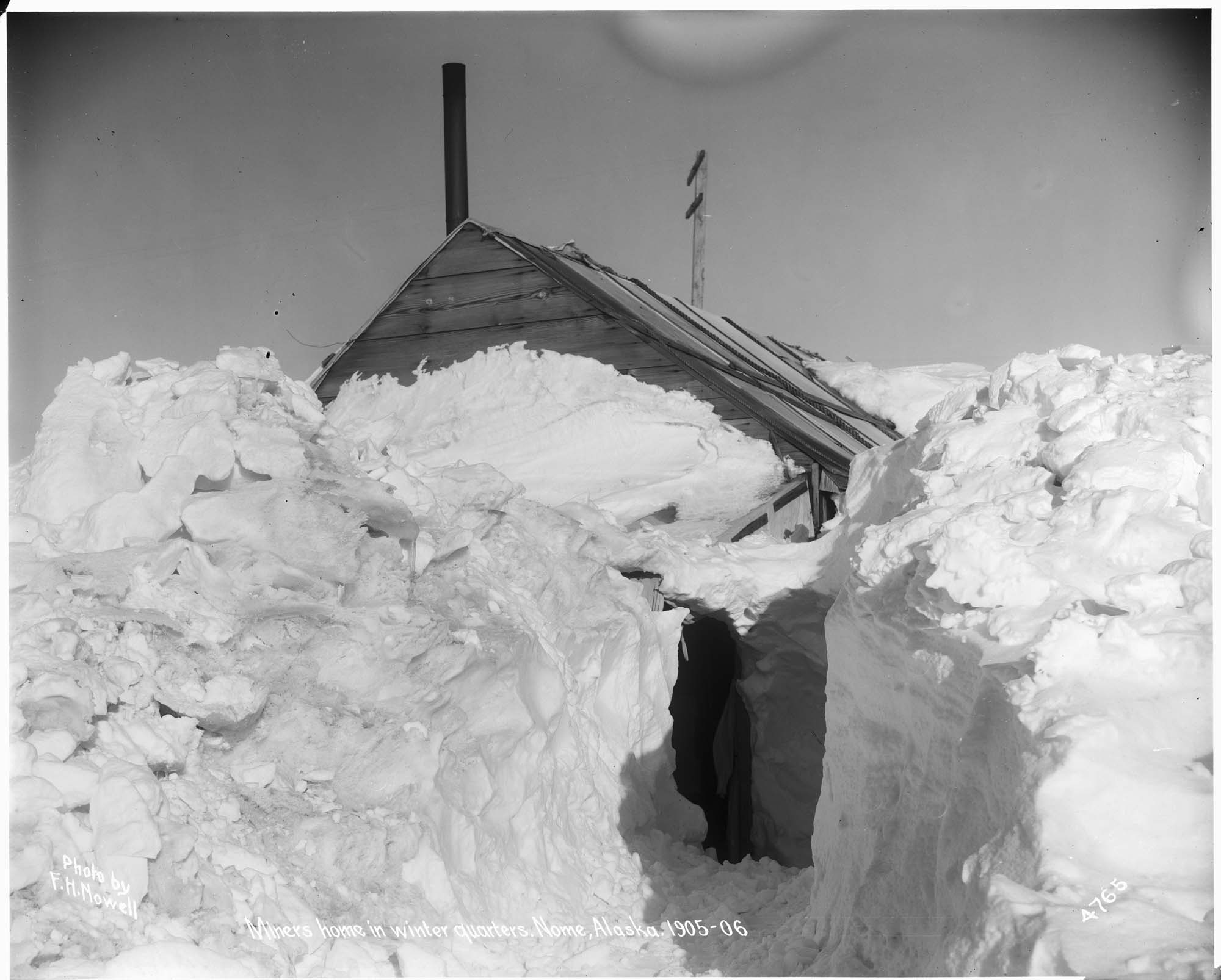 Image of Miner's home in winter quarters, Nome, circa 1905