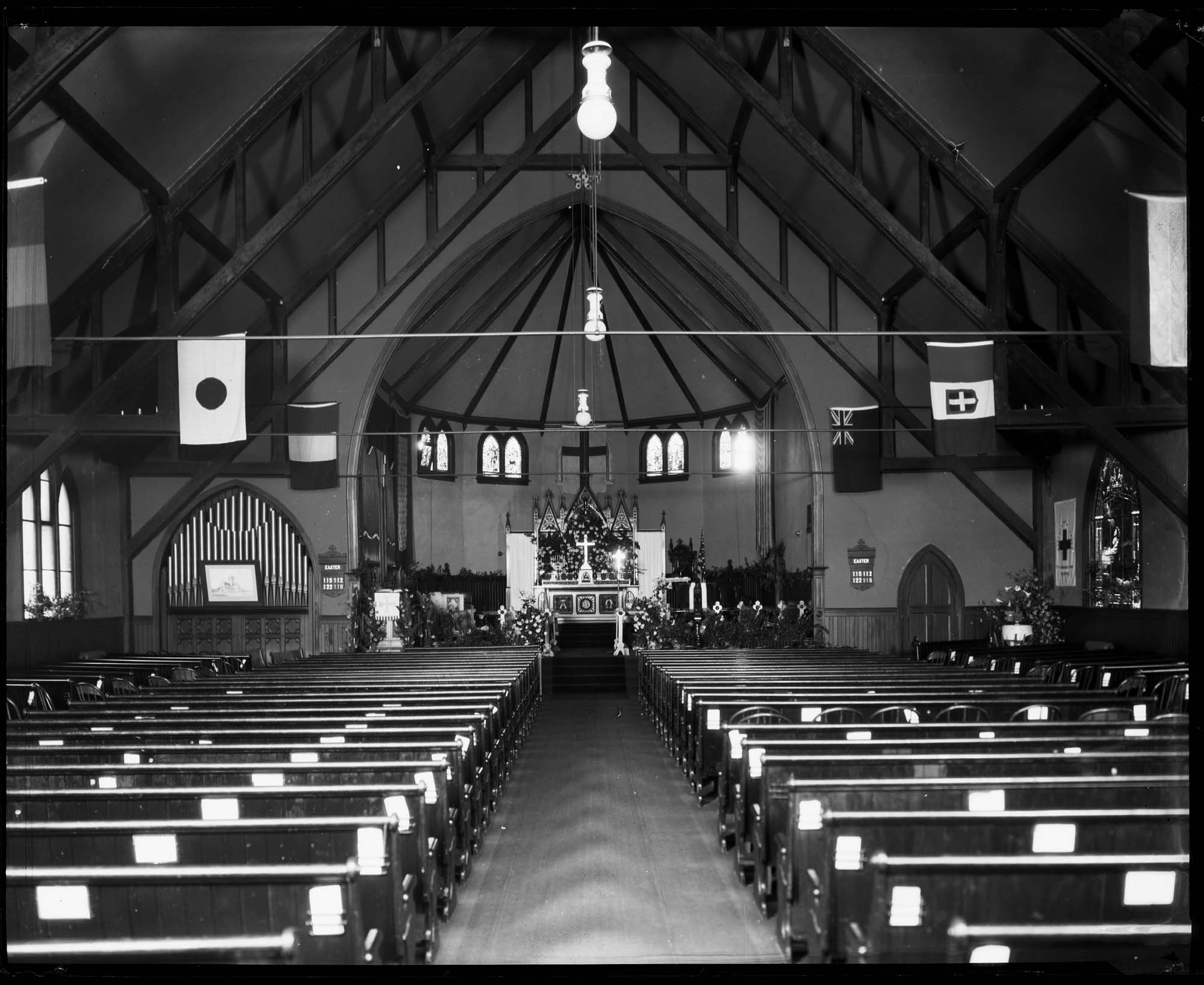 Image of St. Mark's Church decorated for Easter, circa 1919