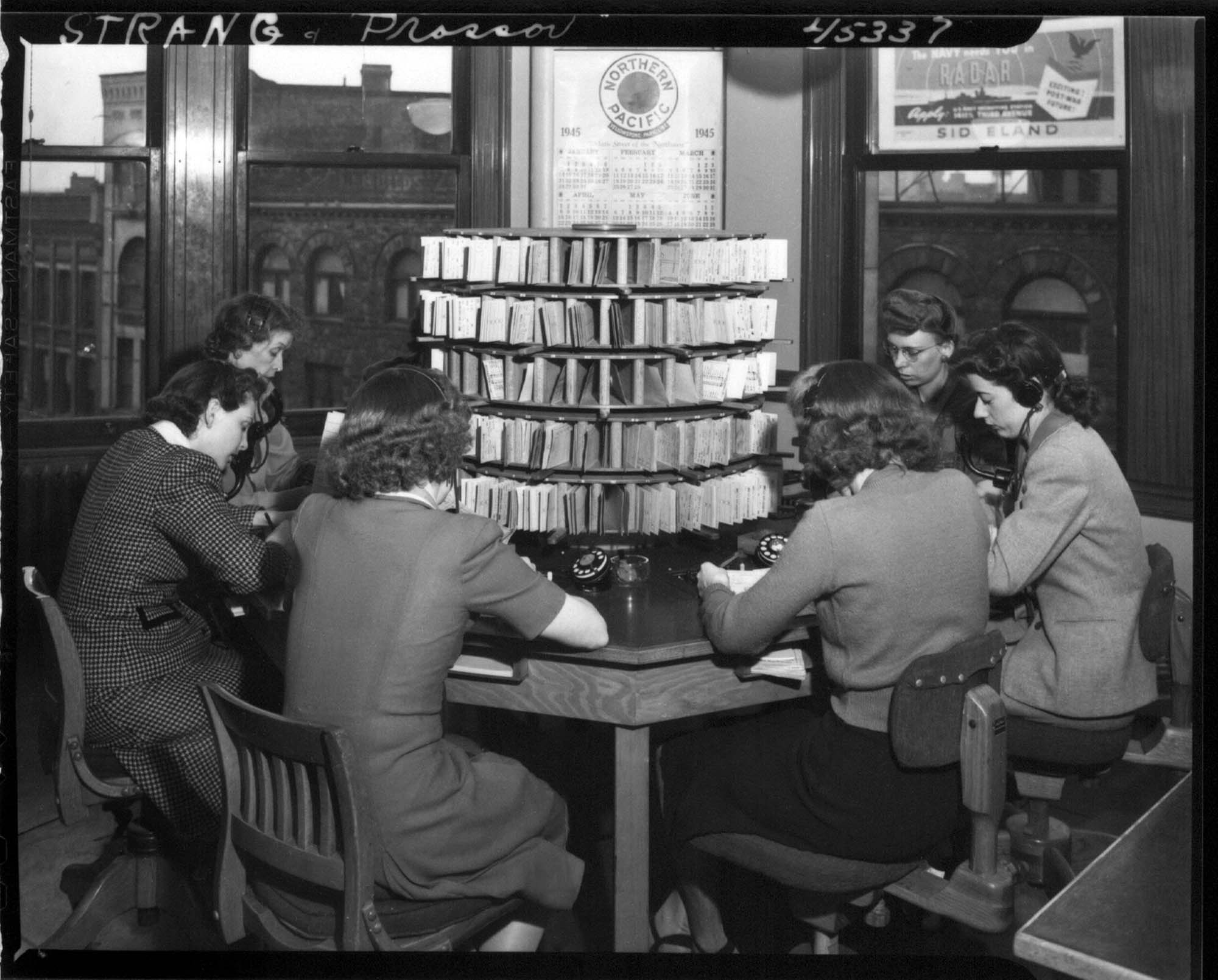 Image of Women working in Northern Pacific office, Seattle, 1945