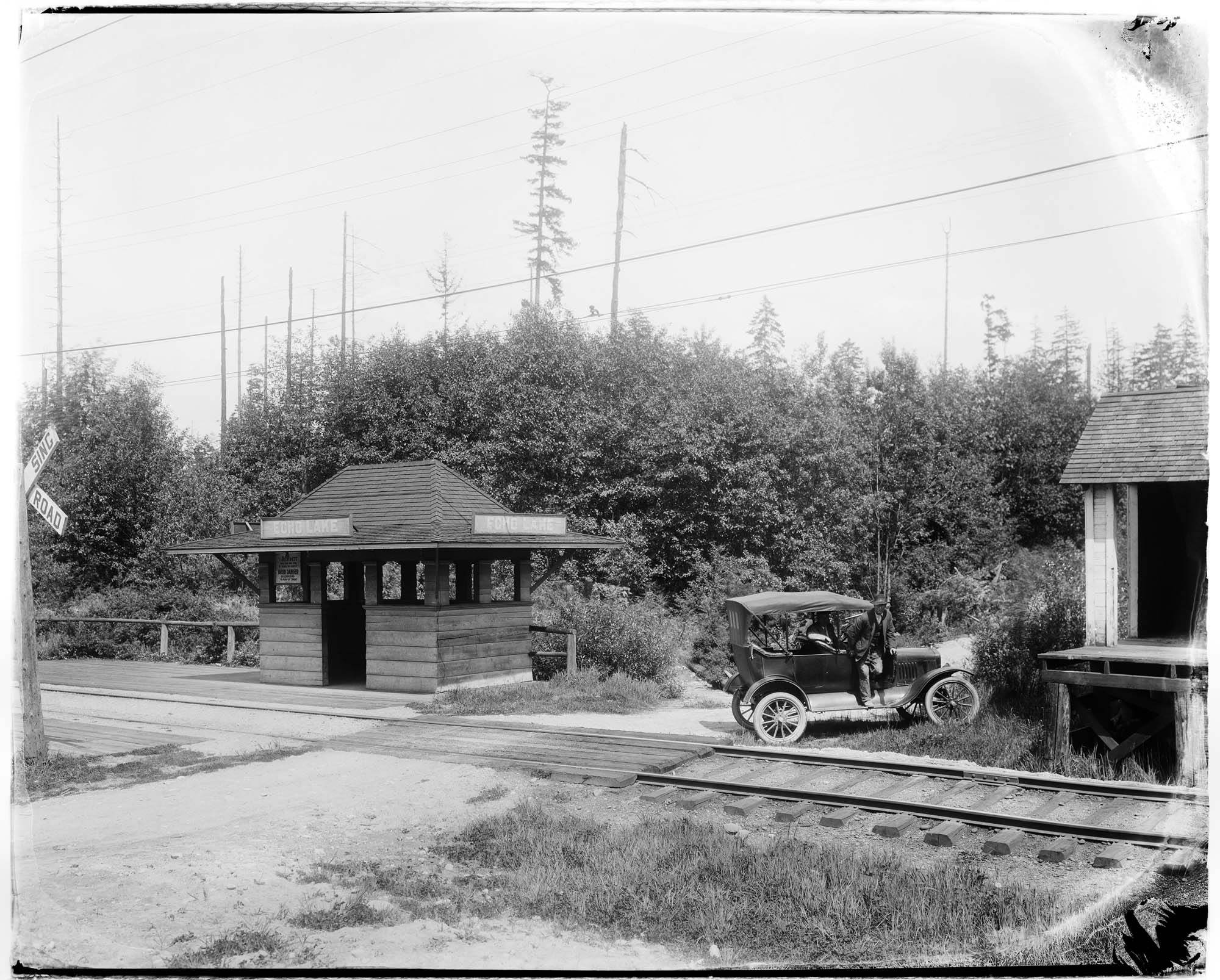 Image of Interurban station, Echo Lake, circa 1919