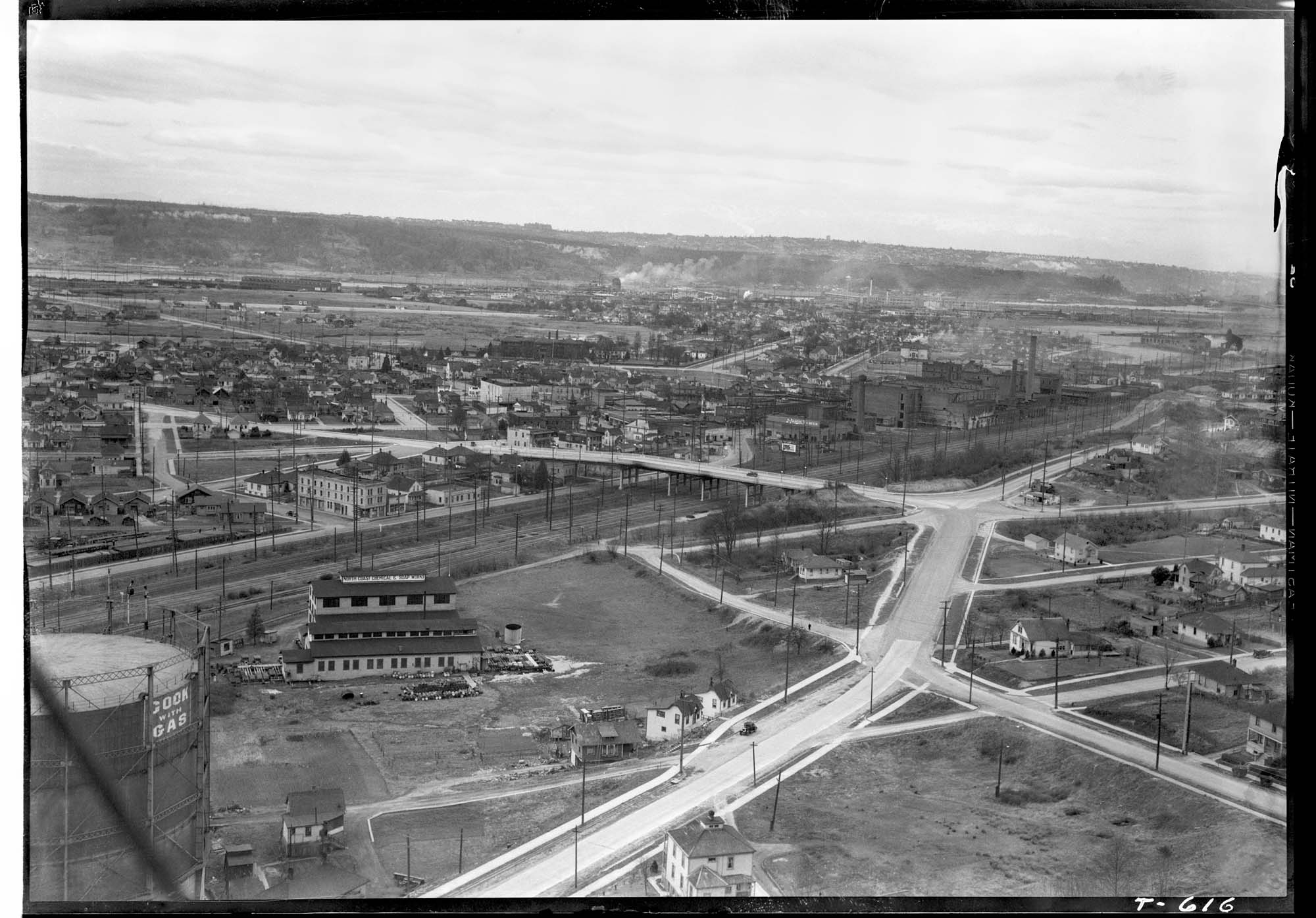 Image of Aerial view from the southeast, looking across Georgetown to West Seattle, 1936