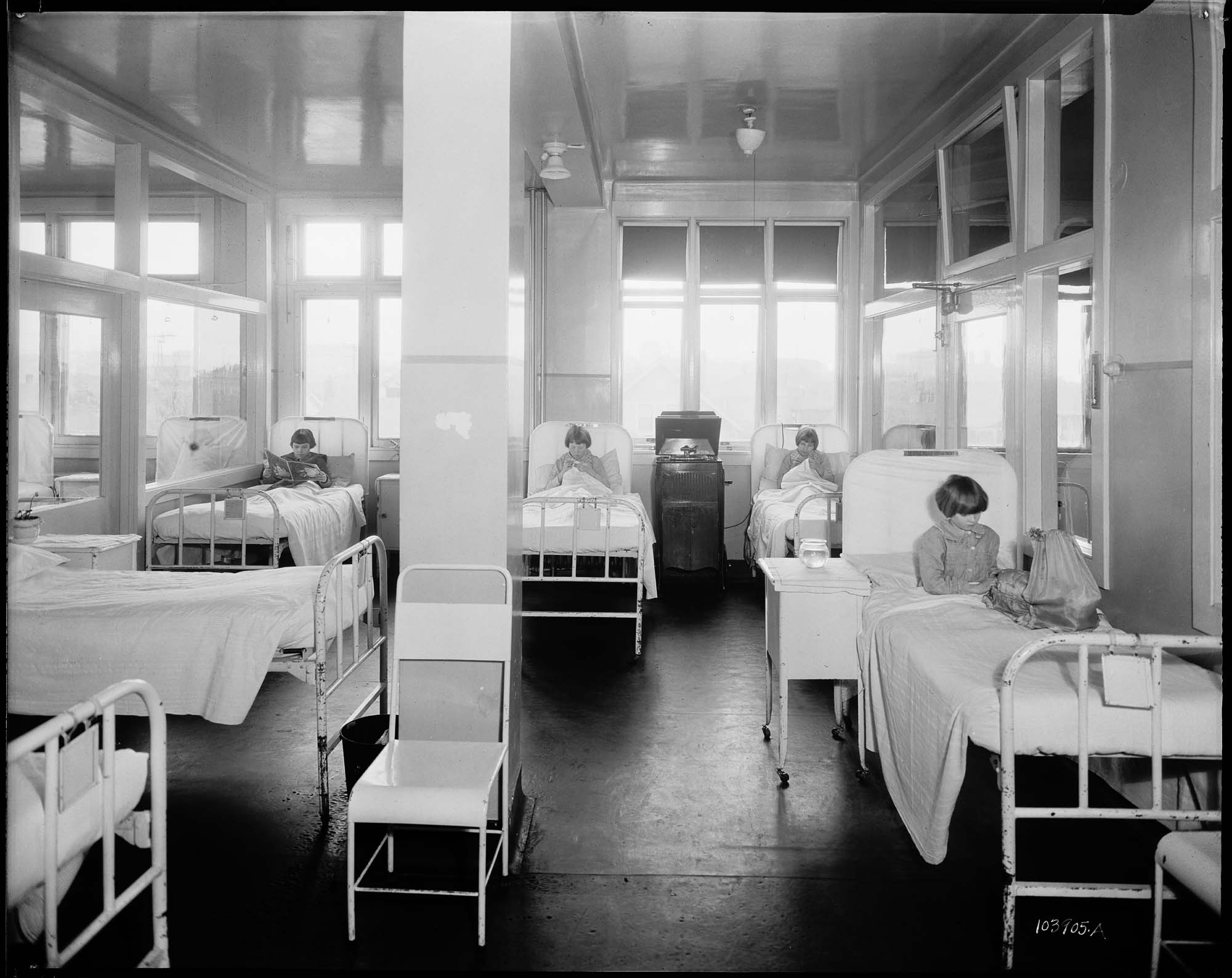 Image of Girls' ward at the Children's Orthopedic Hospital, 1929