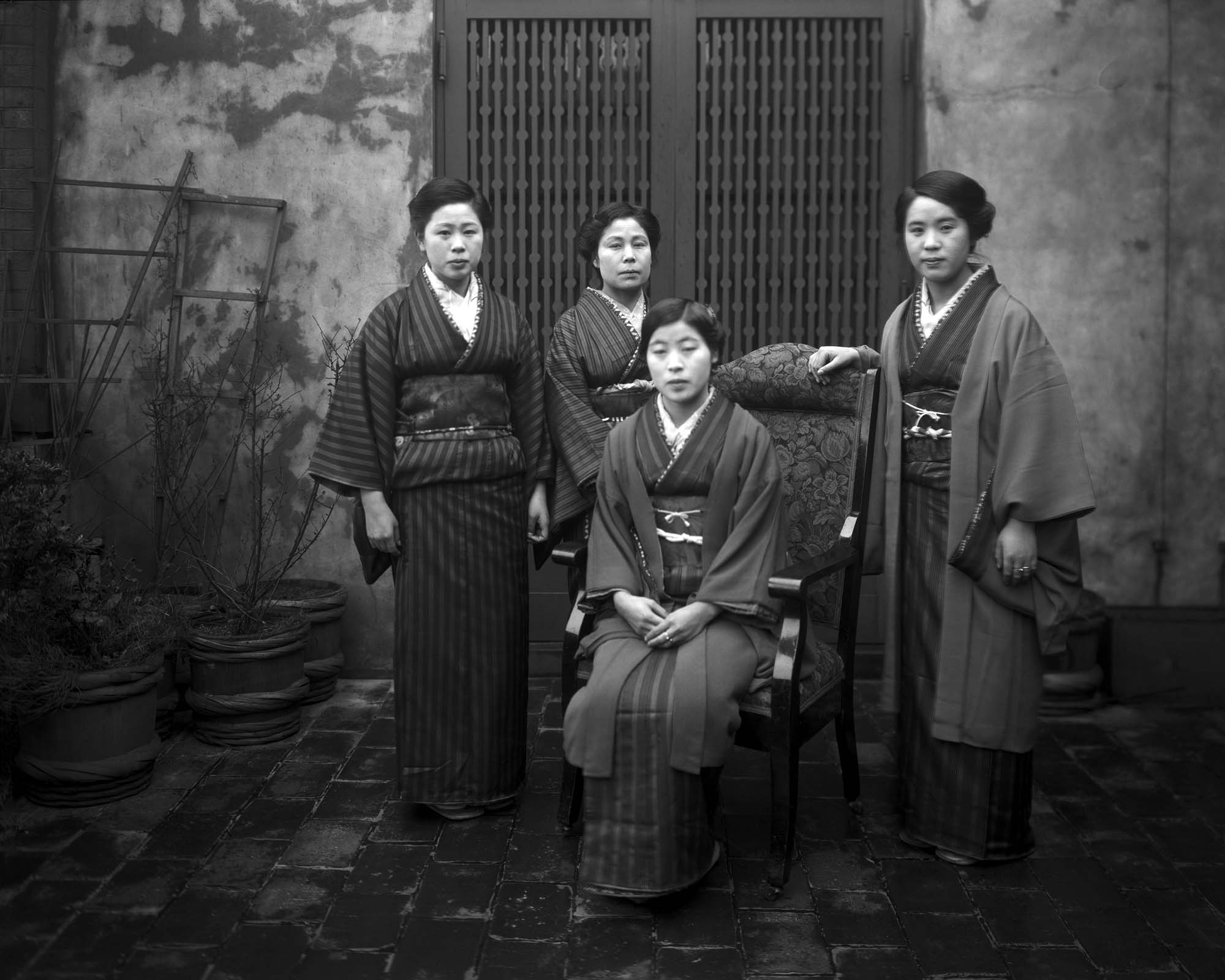 Image of Japanese silk weavers, circa 1920