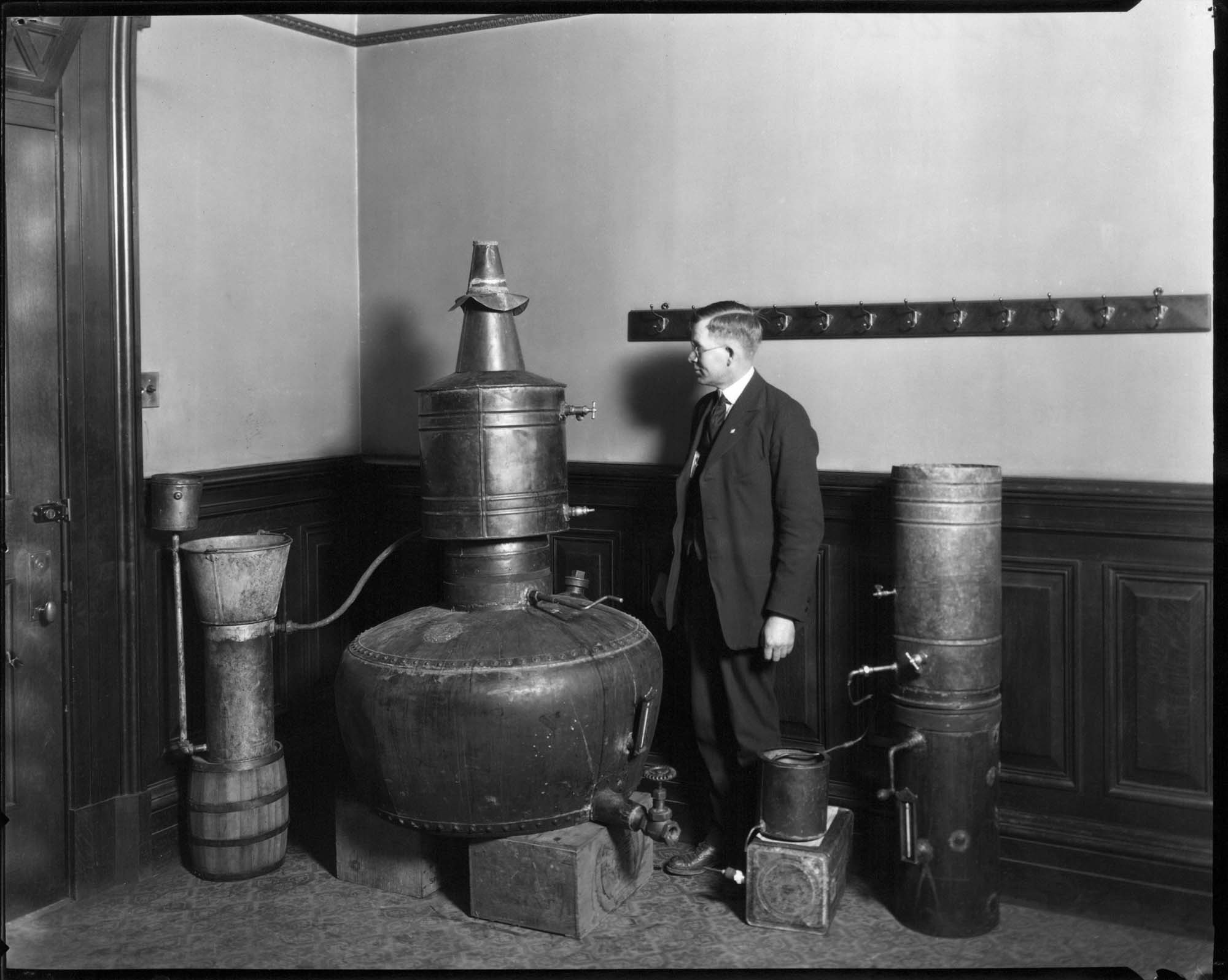 Image of Still confiscated from bootleggers, Seattle, circa 1921