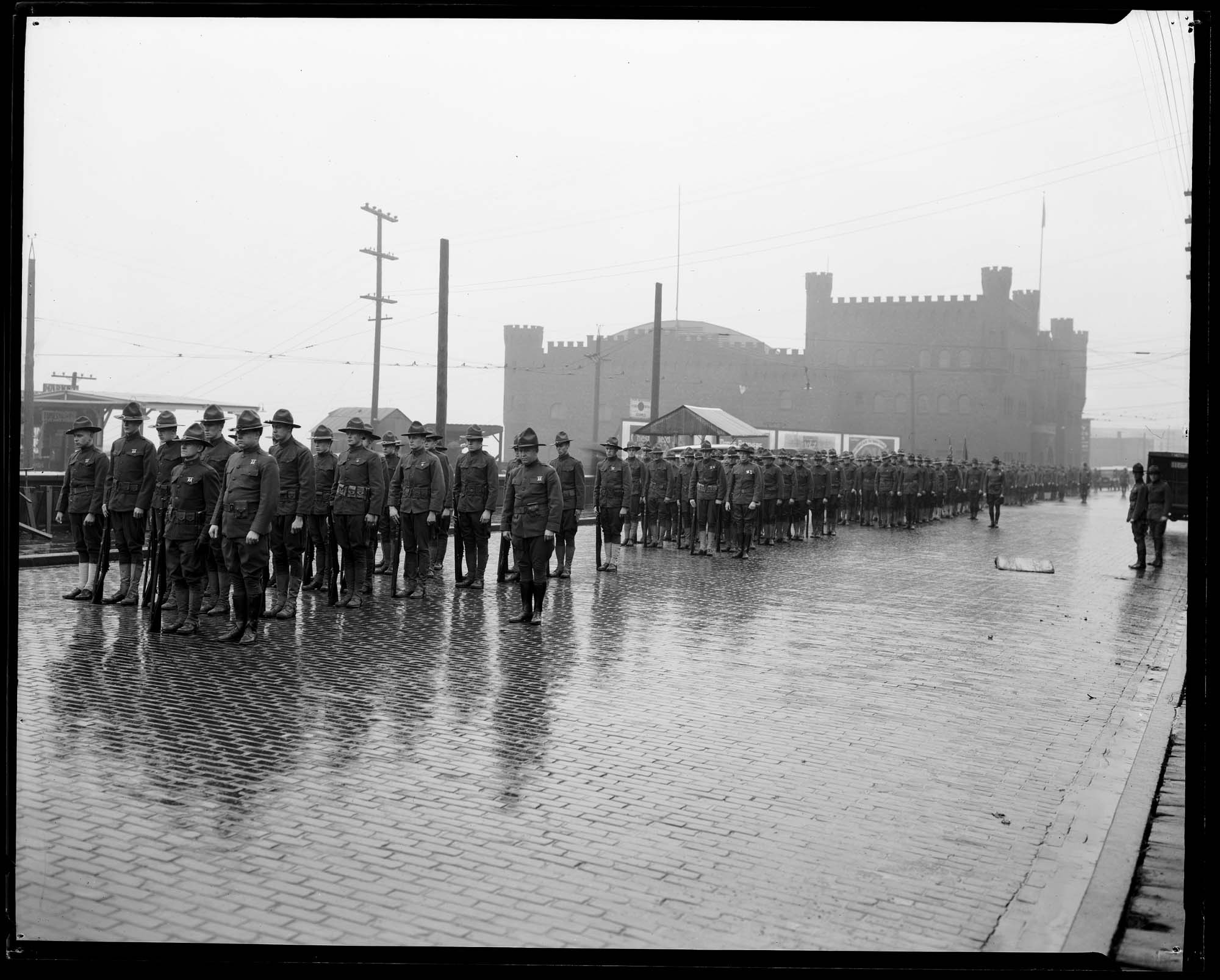 Image of Troops outside National Guard Armory, 1921