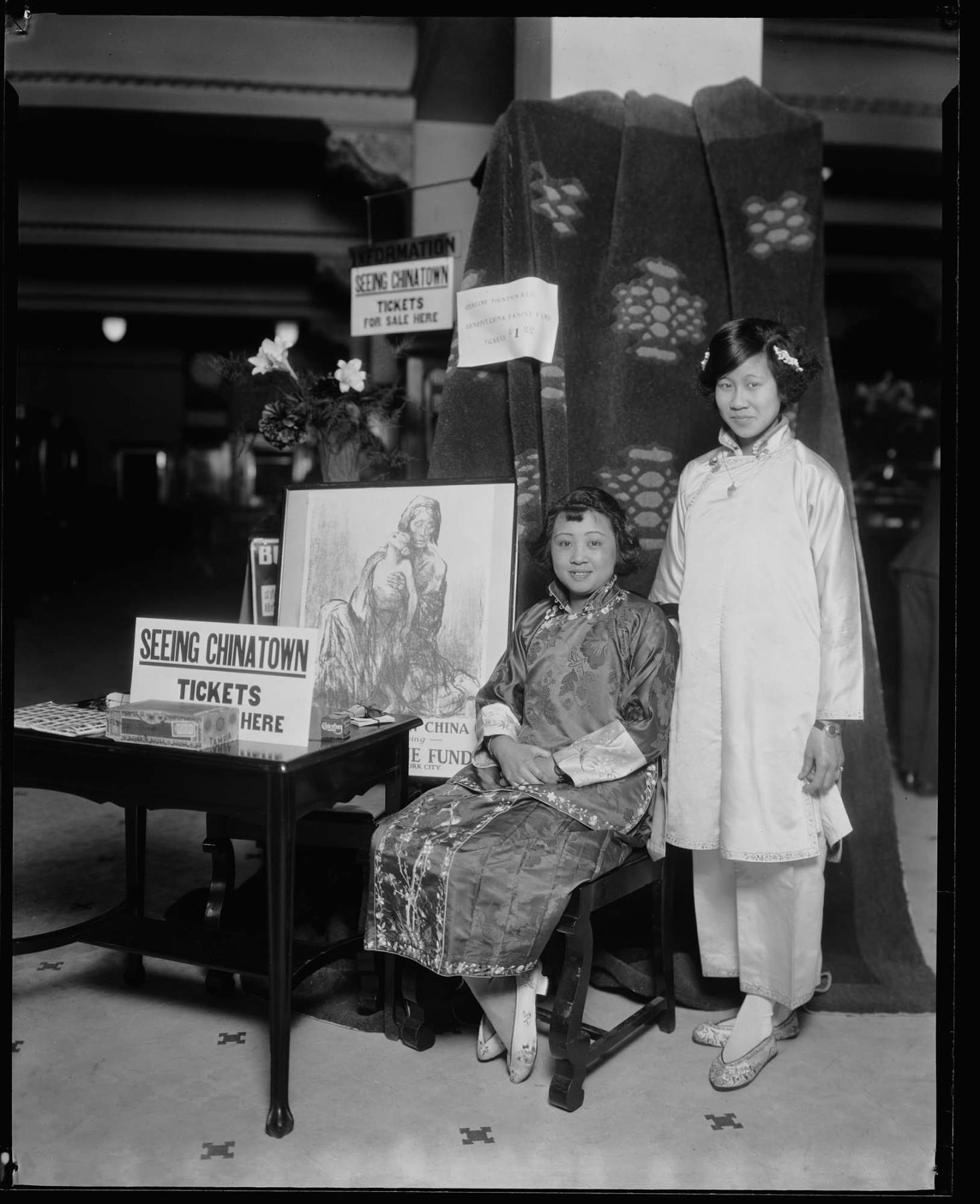 Image of Chinese girls working on famine relief fund, May 1921