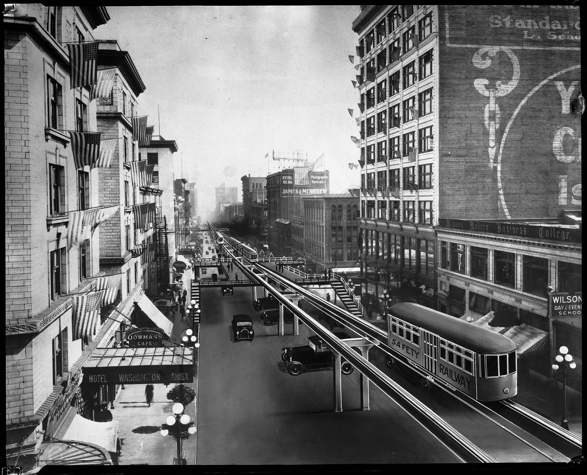 Image of Second Avenue monorail, circa 1921