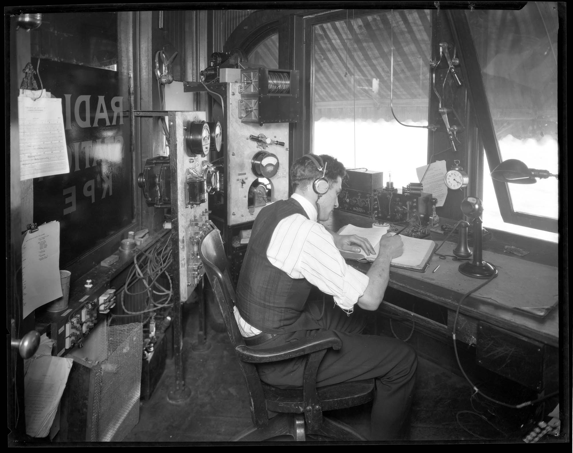 Image of Wireless operator at the harbor, September 1921