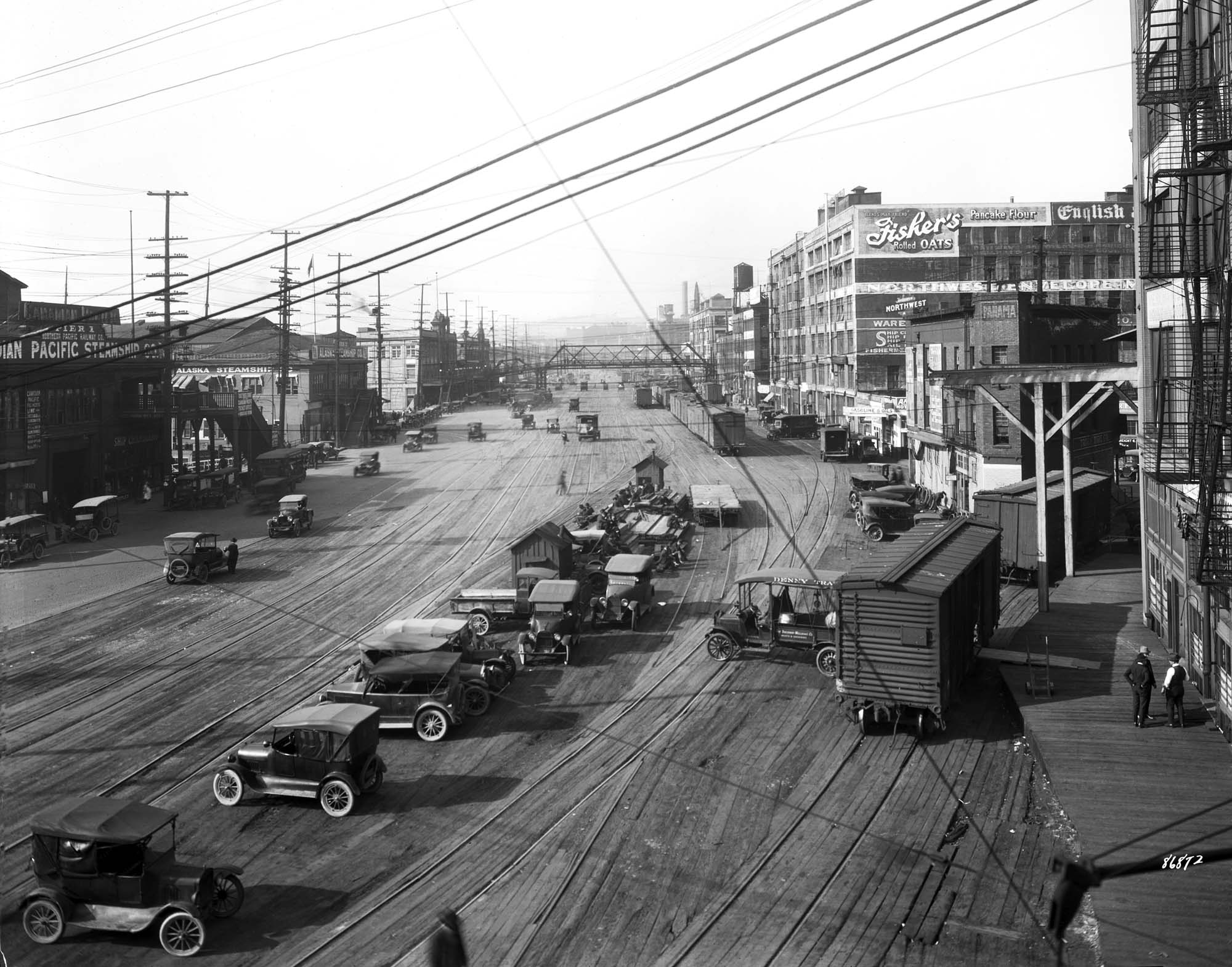 Image of Railroad Avenue looking north, Seattle, circa 1921