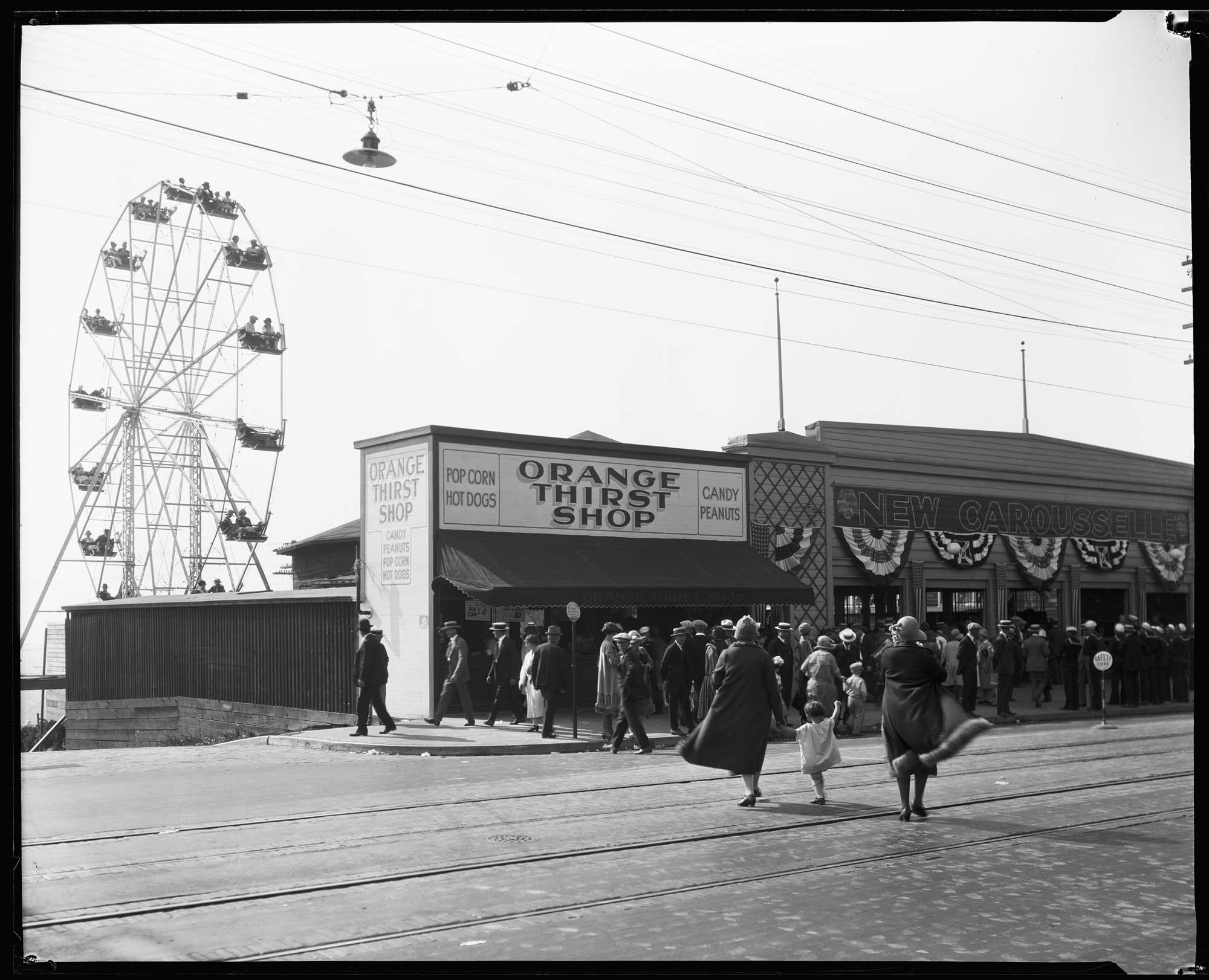 Image of Amusement park near entrance to Woodland Park, circa 1925