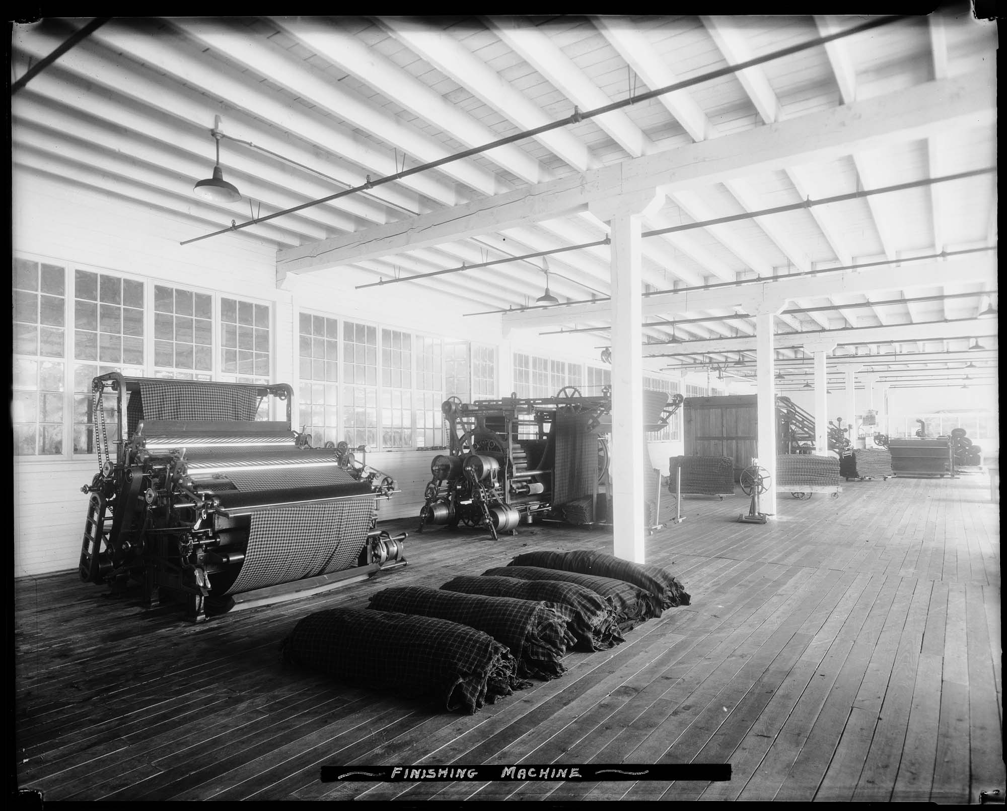 Image of Finishing machinery at Kirkland woolen mill, circa 1921