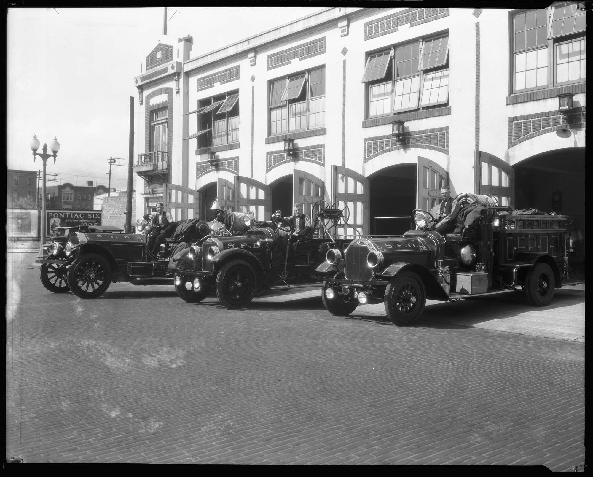 Image of Fire engines in front of Fire Station No. 2, circa 1926