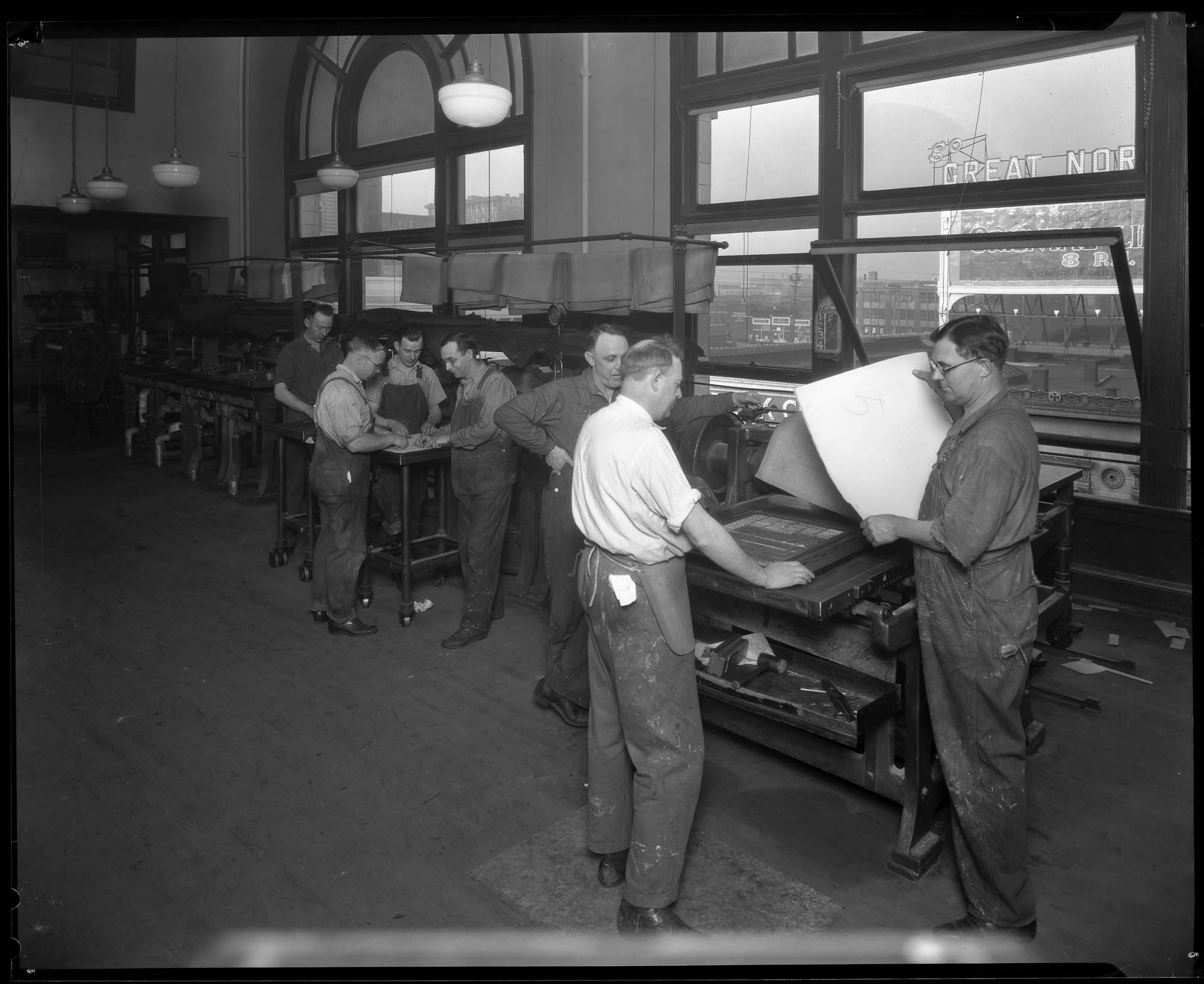 Image of Seattle Times composing room, circa 1927