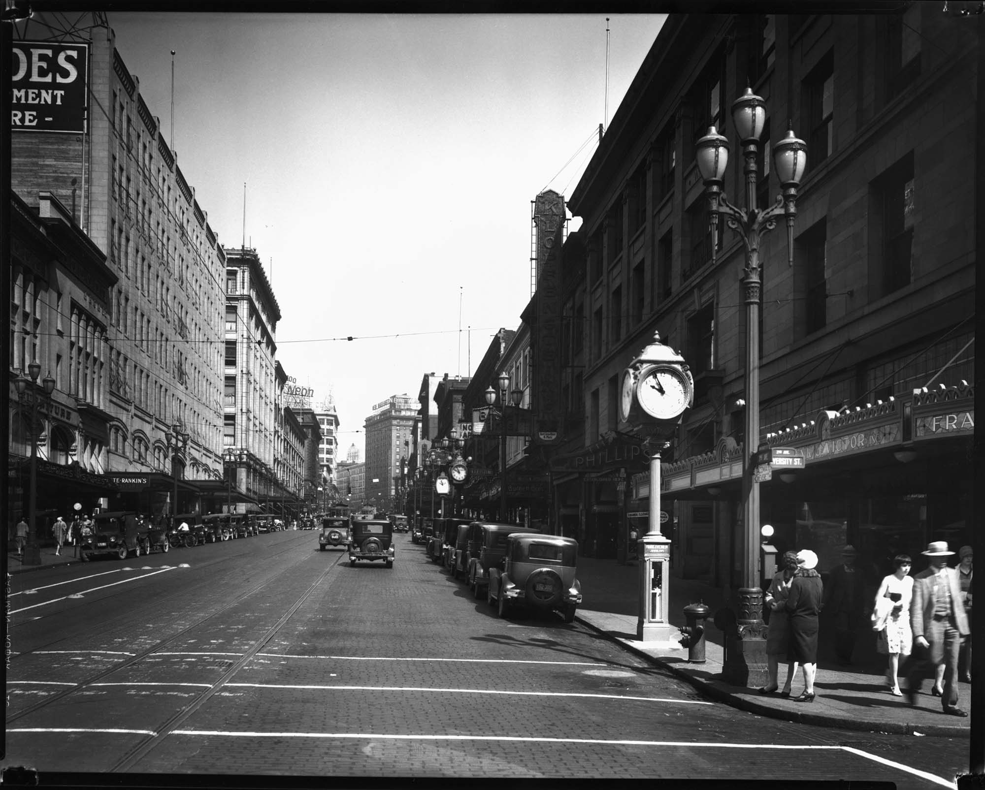 Image of Second Avenue looking north from University Street, Seattle, circa 1929