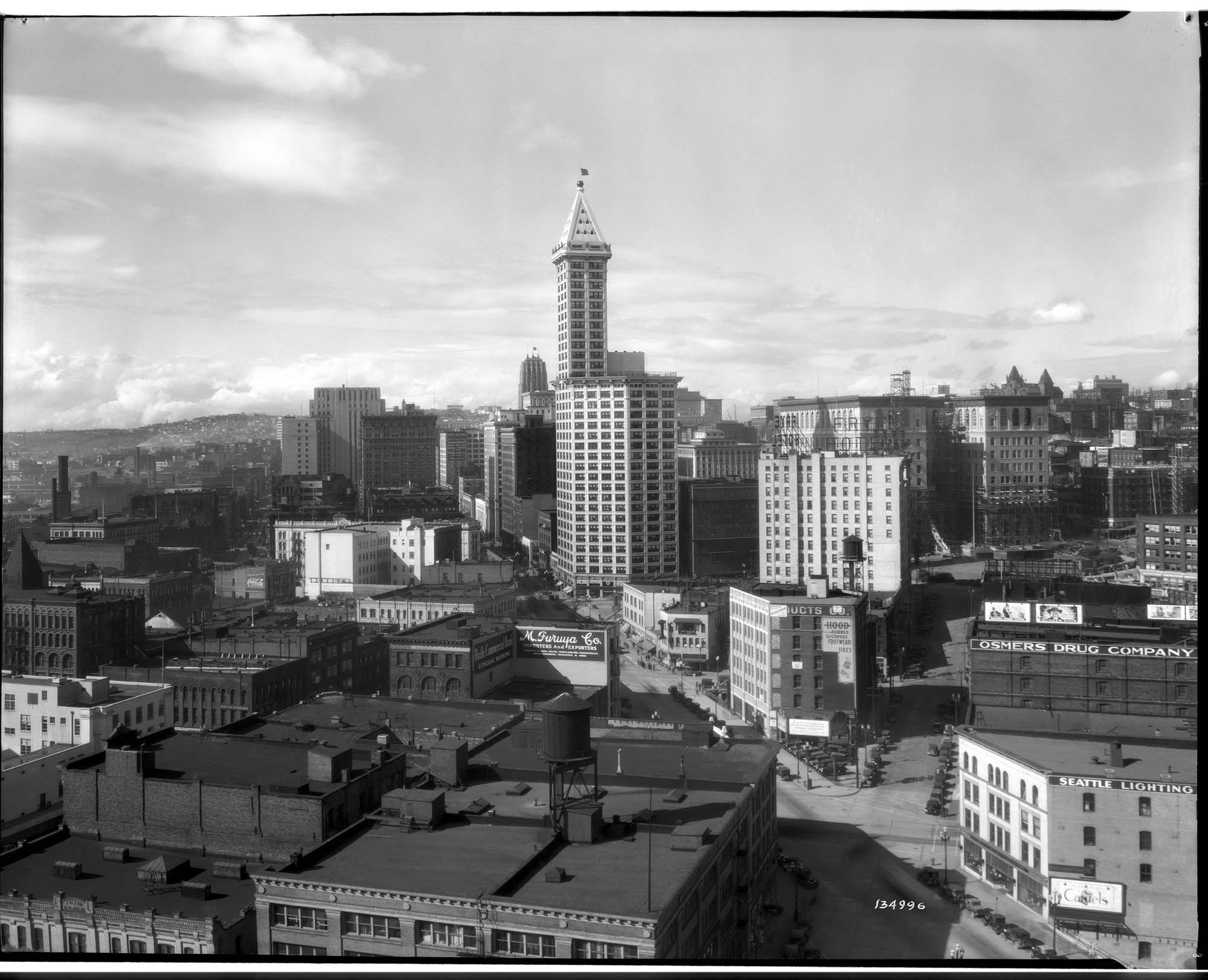 Image of Downtown Seattle from King Street Station tower, April 7, 1930