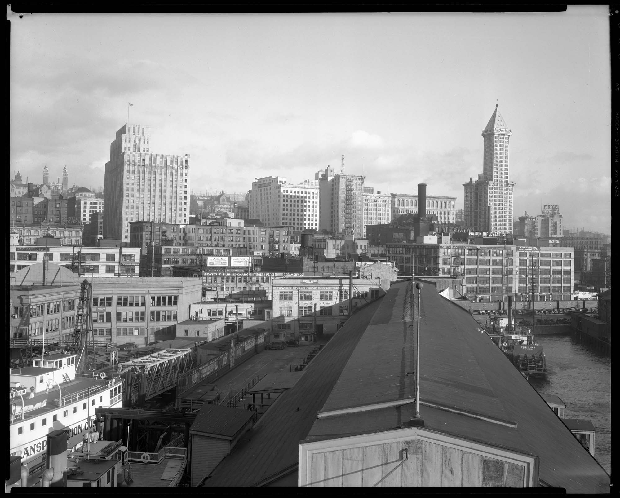 Image of View of downtown Seattle from Colman Dock, circa 1931