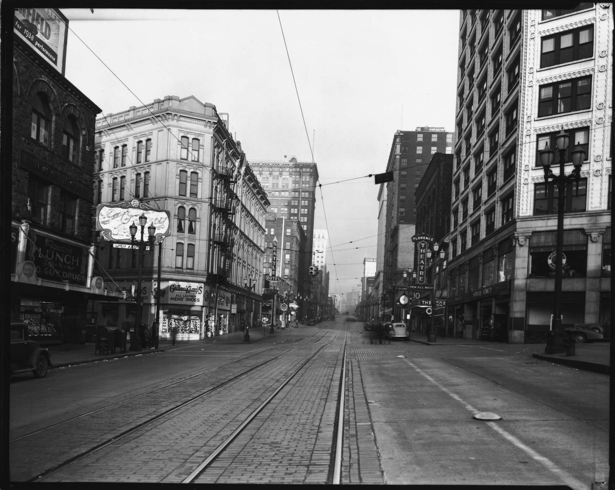 Image of Second and Yesler, Seattle, January 8, 1938