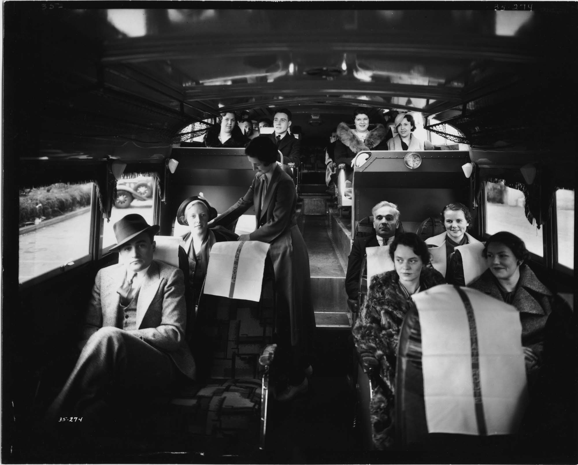 Image of Passengers on bus, Seattle, 1935