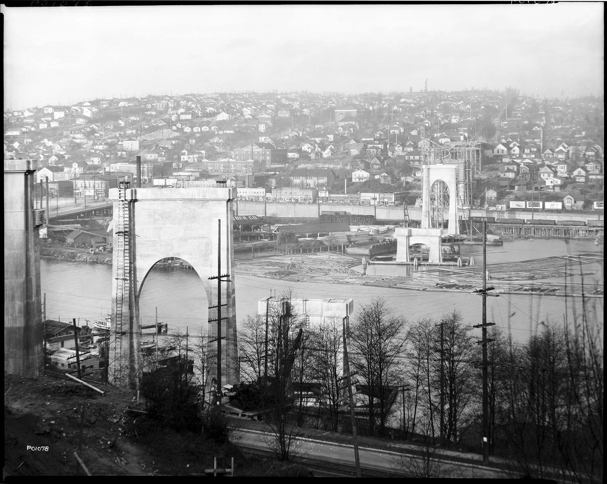 Image of Aurora Bridge abutments, circa 1931