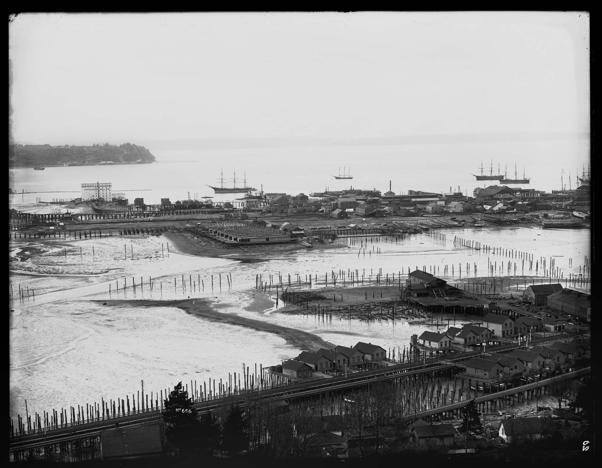 Image of Waterfront and tidal flats from Beacon Hill, circa 1898