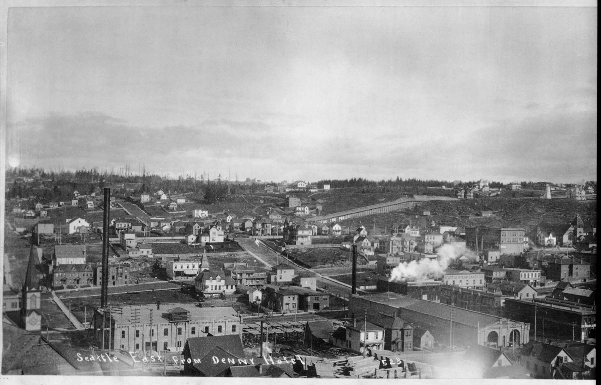 Image of View east from Denny Hotel, Seattle, circa 1890