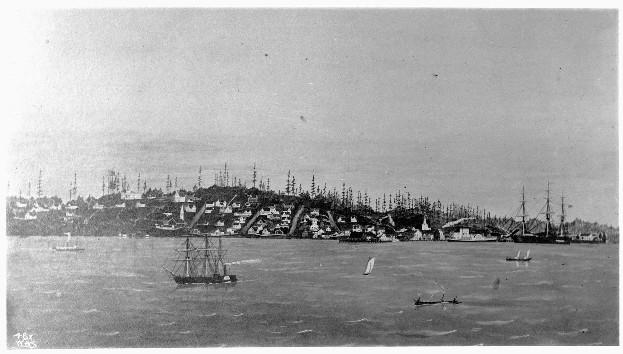 Image of Seattle waterfront, circa 1872