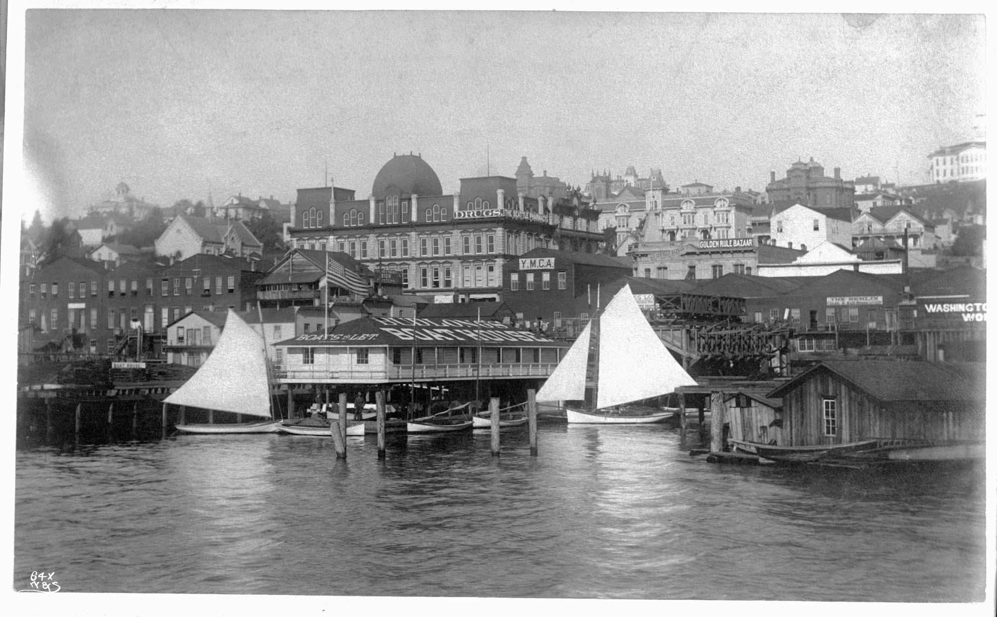 Image of Budlong's boathouse, circa 1886