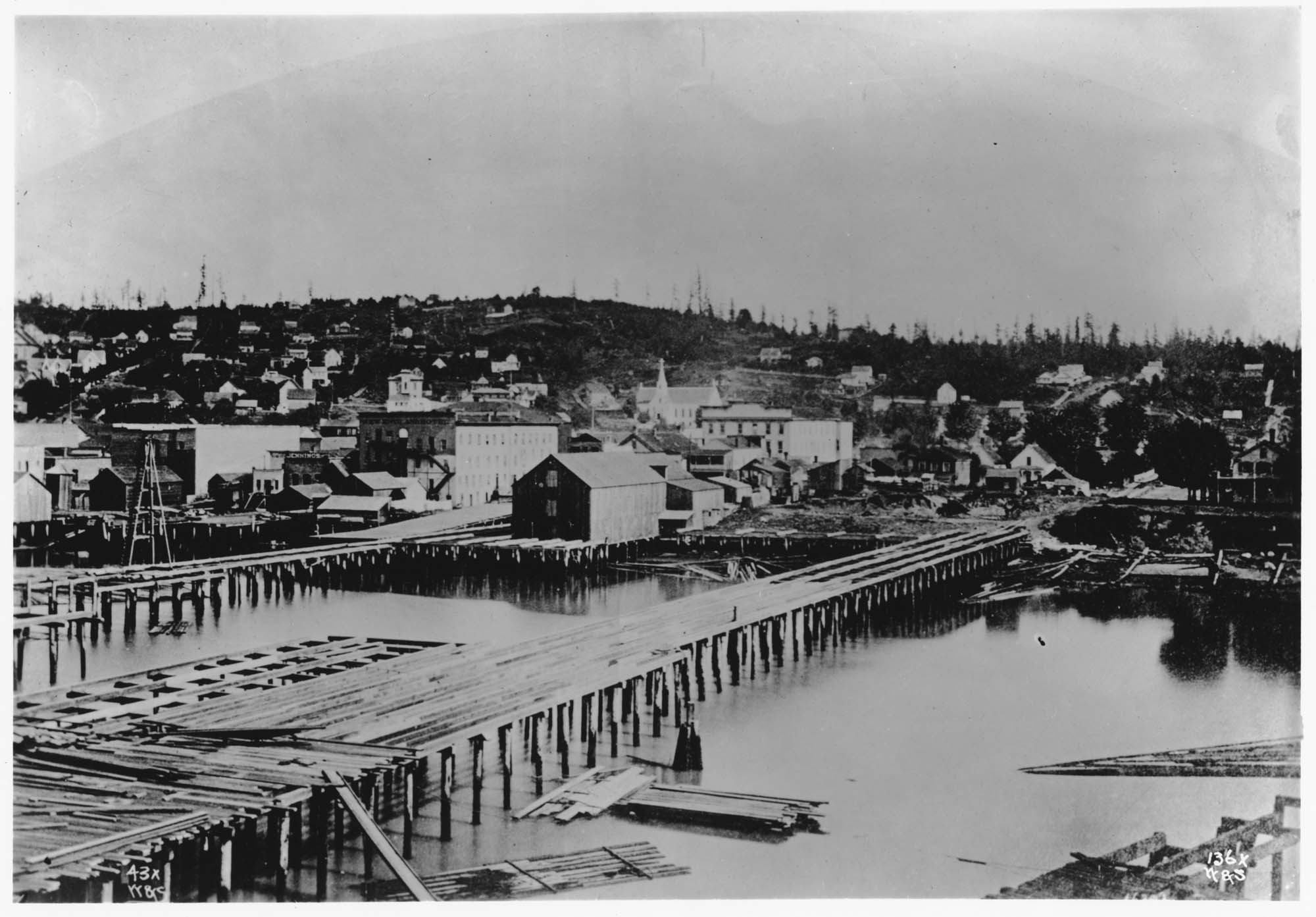 Image of Downtown Seattle from waterfront, circa 1875