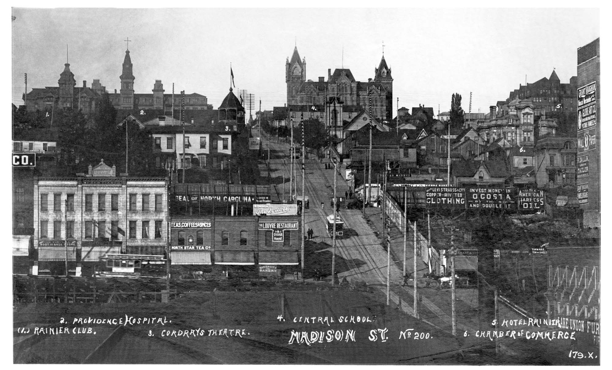 Image of Front Street at Madison Street, circa 1891