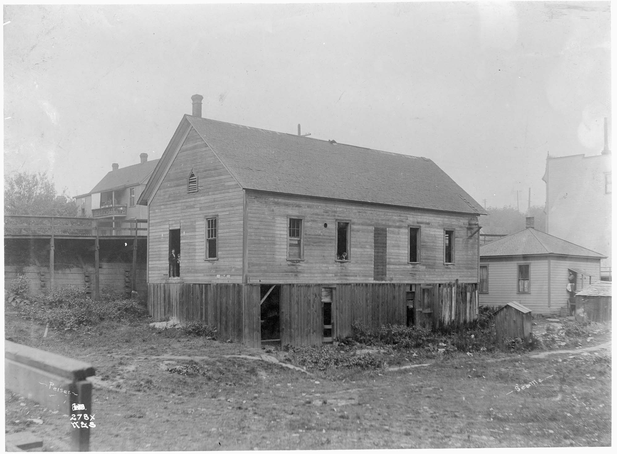 Image of Old Sixth Street School building at Marion Street, circa 1884