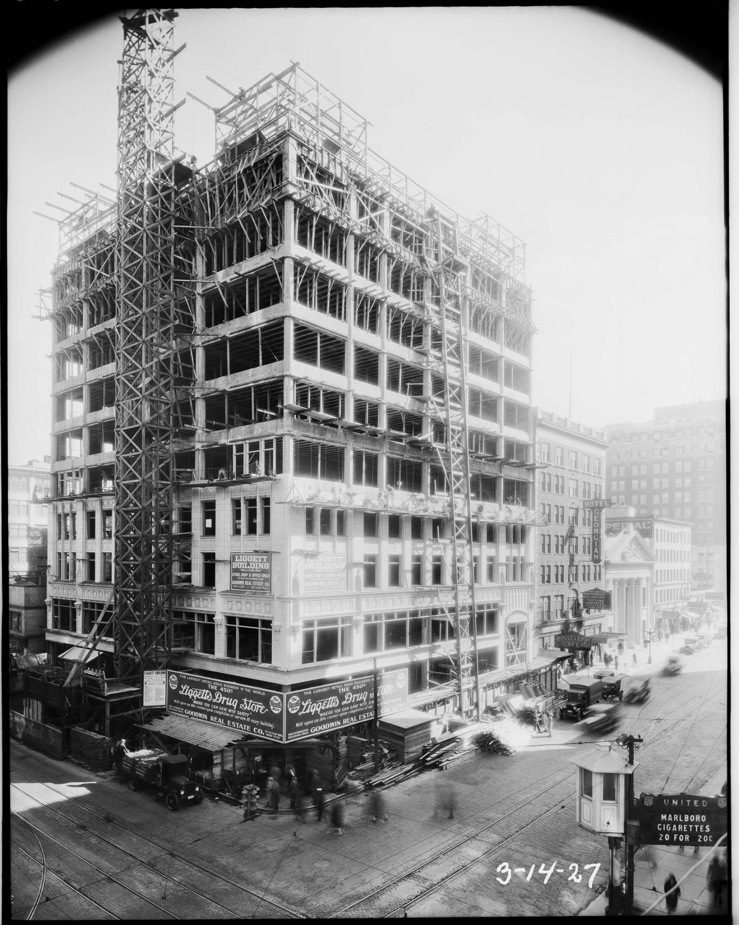 Image of Liggett Building under construction, Seattle, March 14, 1927