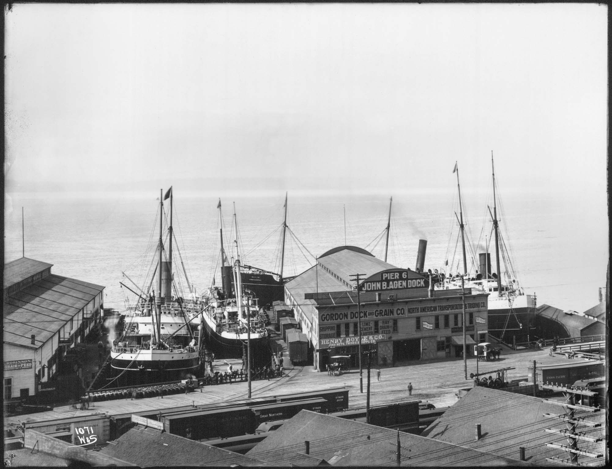 Image of Ships at Pier 6, Seattle, 1912