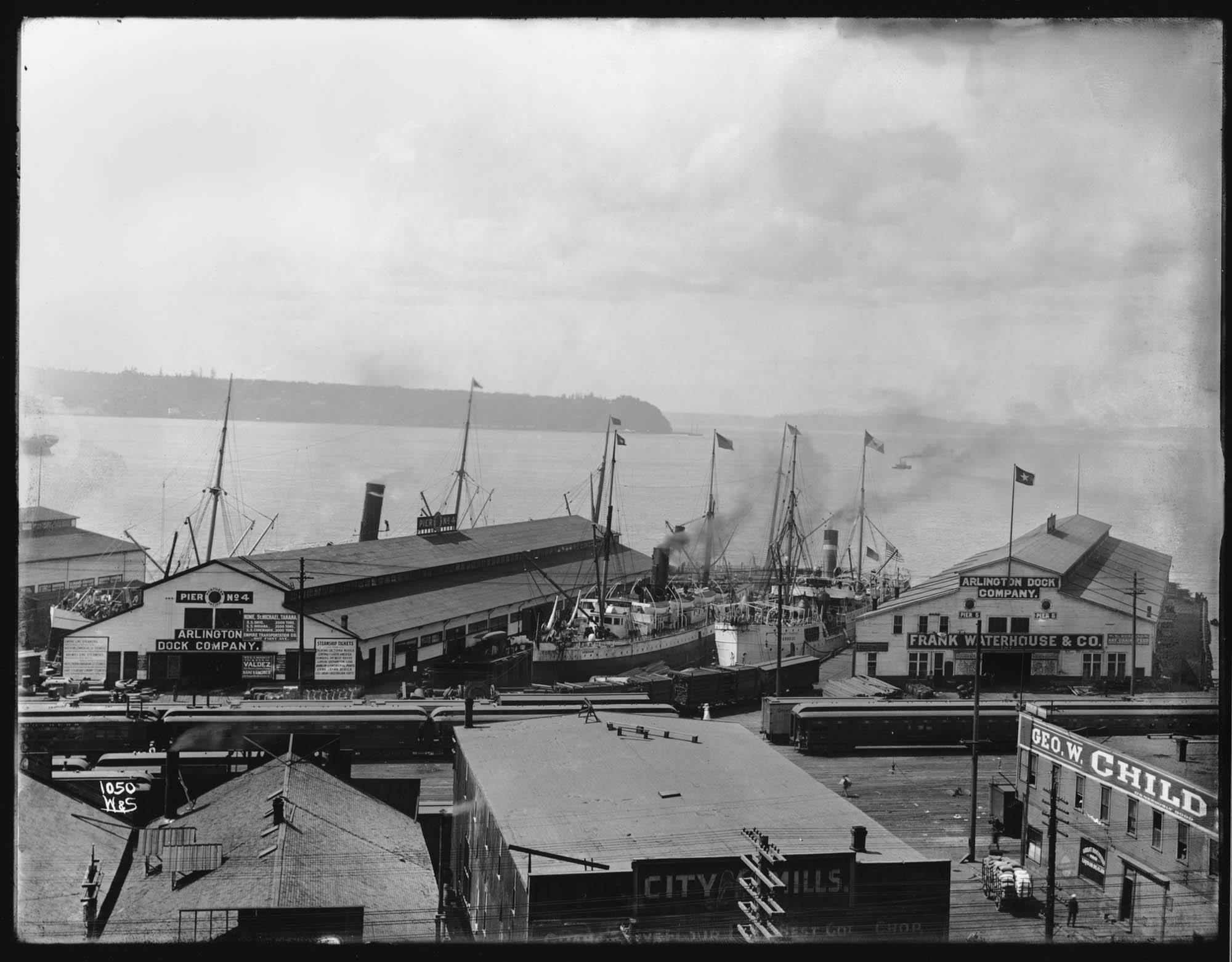 Image of Piers on waterfront, Seattle, circa 1912