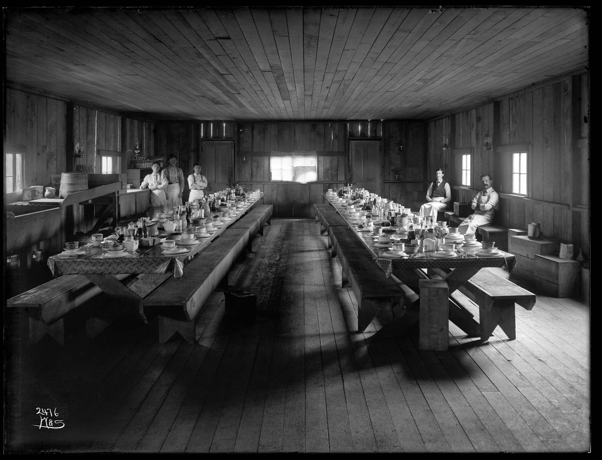 Image of Logging camp cookhouse, circa 1904