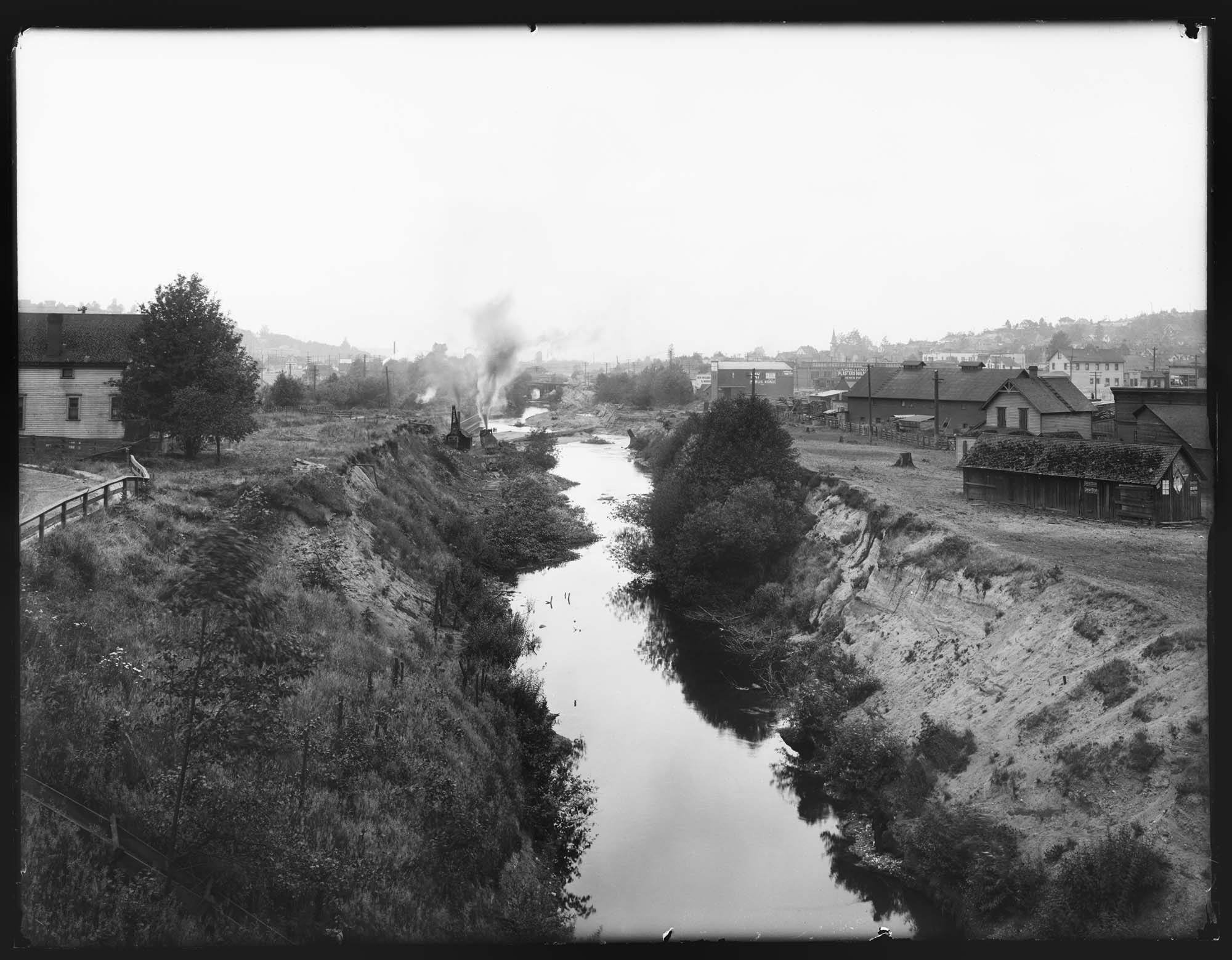 Image of Lake Washington Ship Canal under construction, Seattle, circa 1915