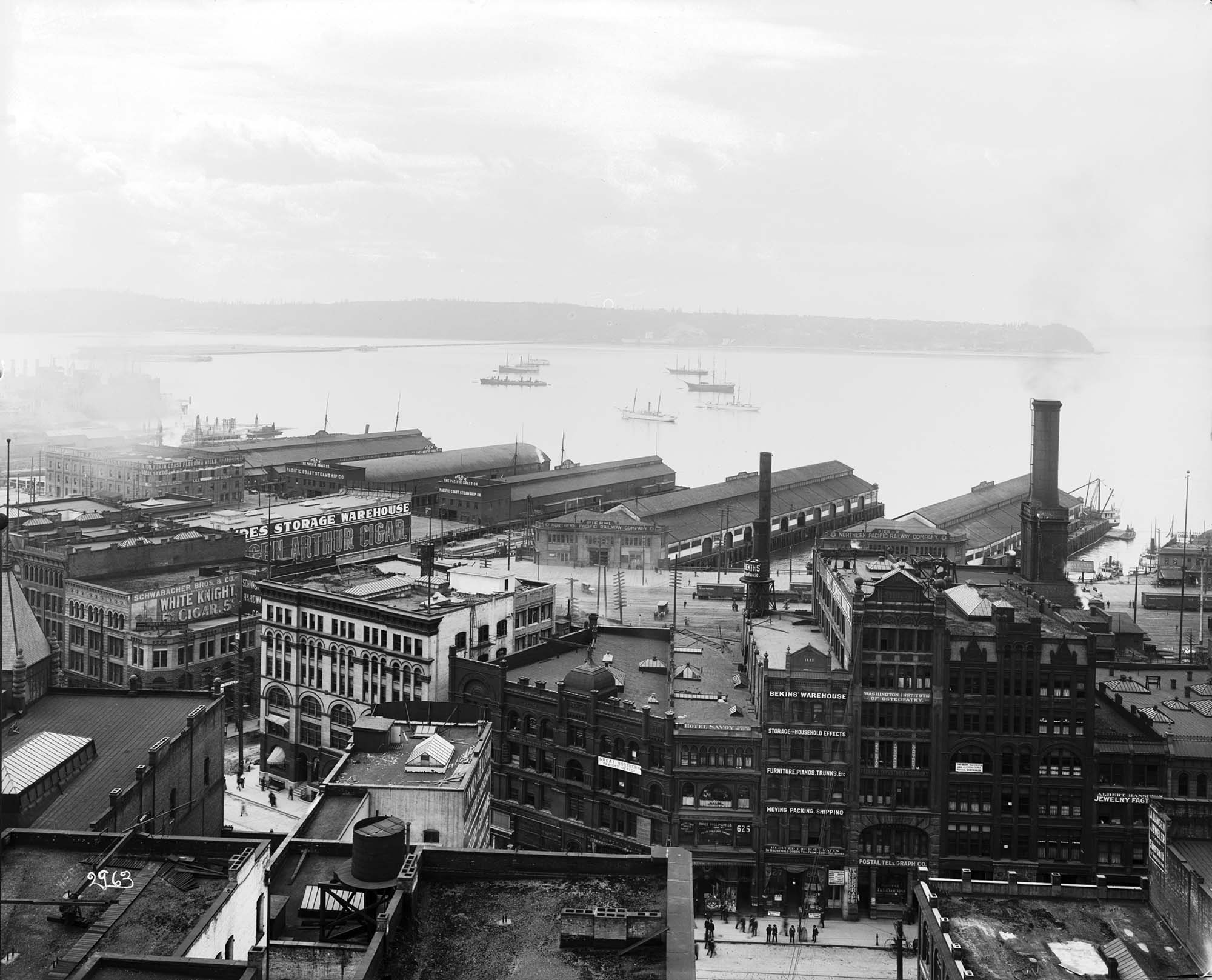 Image of Waterfront from Alaska Building, Seattle, circa 1905
