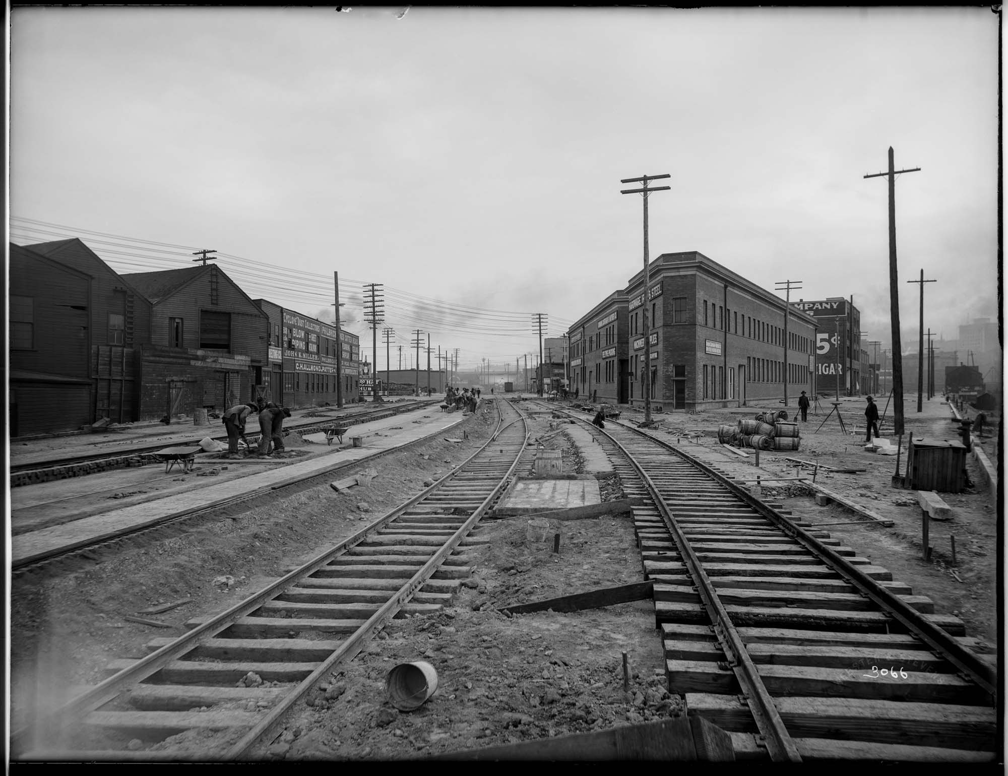 Image of Railroad Avenue under construction, Seattle, circa 1905