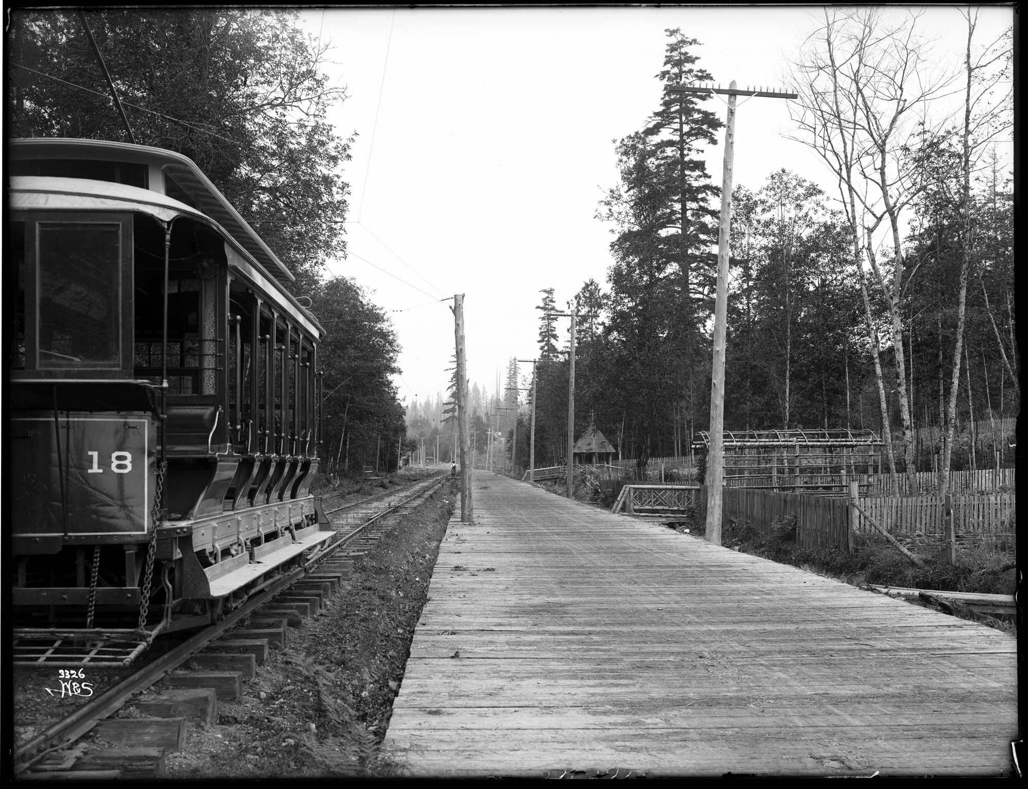 Image of Interurban car at Wildwood station, Rainier Valley, Seattle, circa 1905