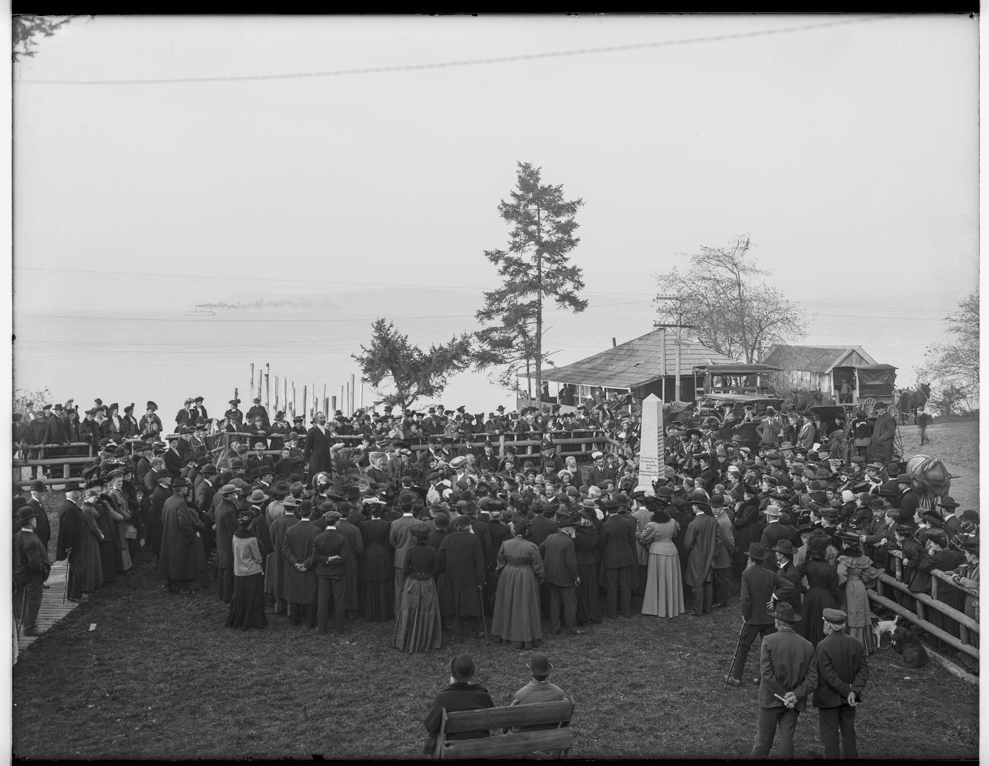 Image of Dedication of pioneer monument at Alki, Seattle, November 18, 1905