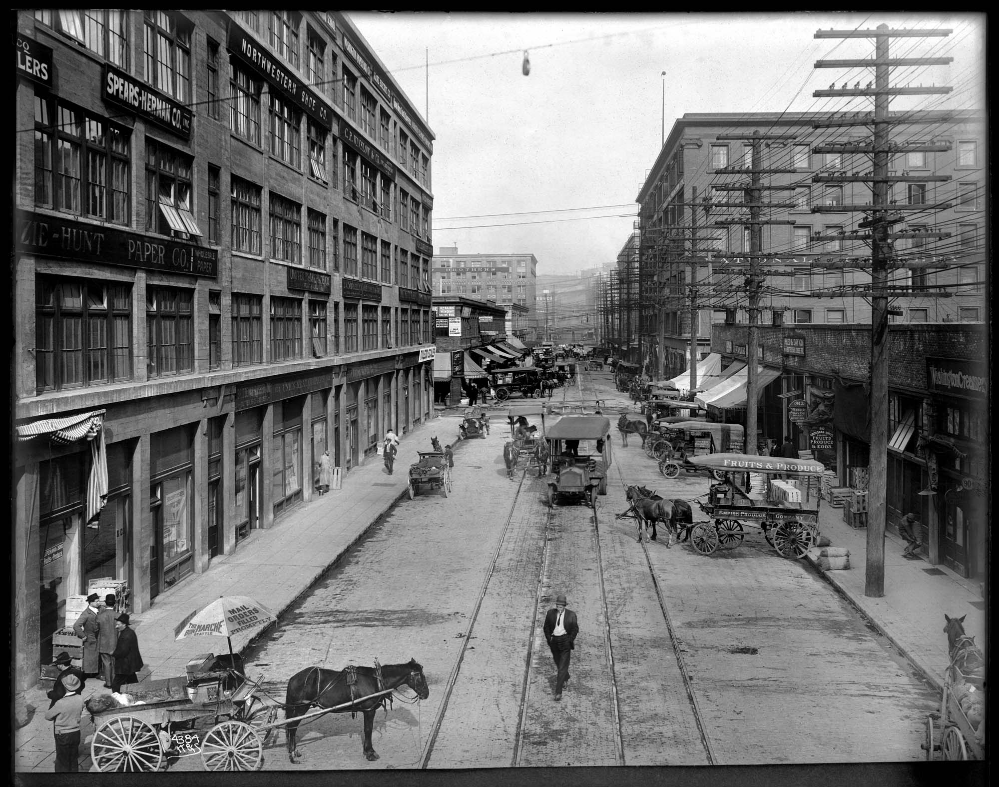 Image of Western Avenue from Marion Street, Seattle, circa 1910