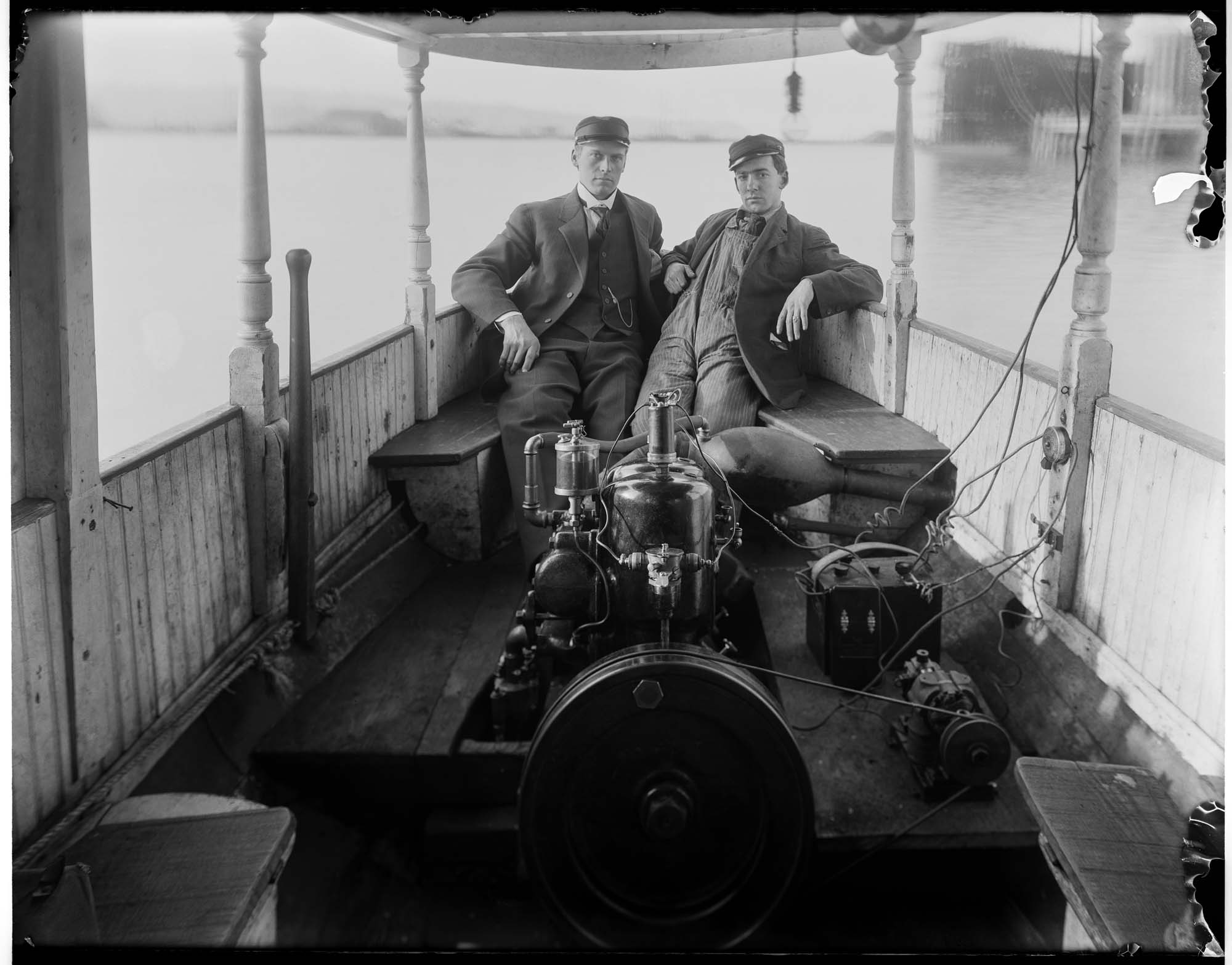 Image of Aboard the launch Foxy, circa 1909