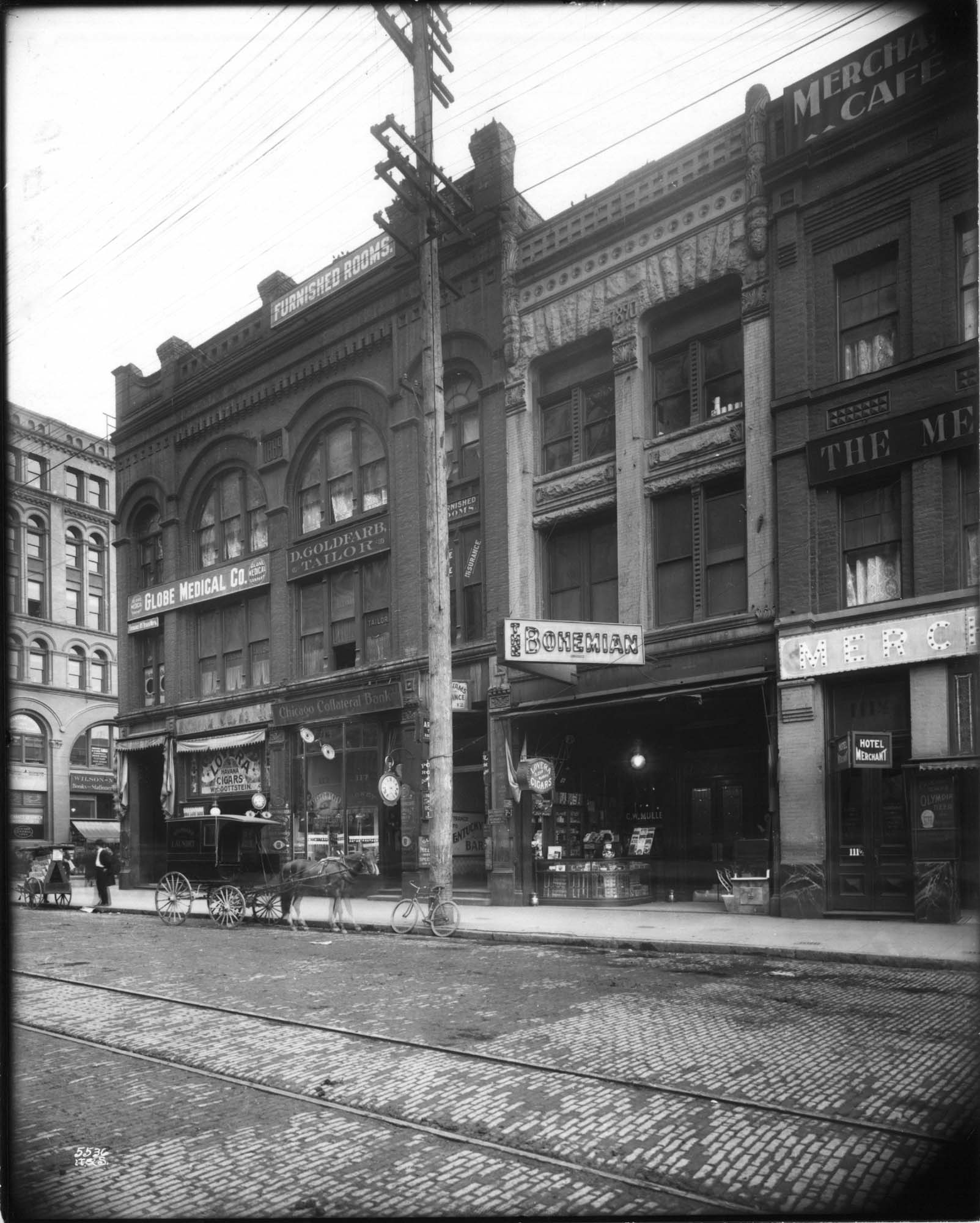 Image of Second and Yesler, Seattle, circa 1907