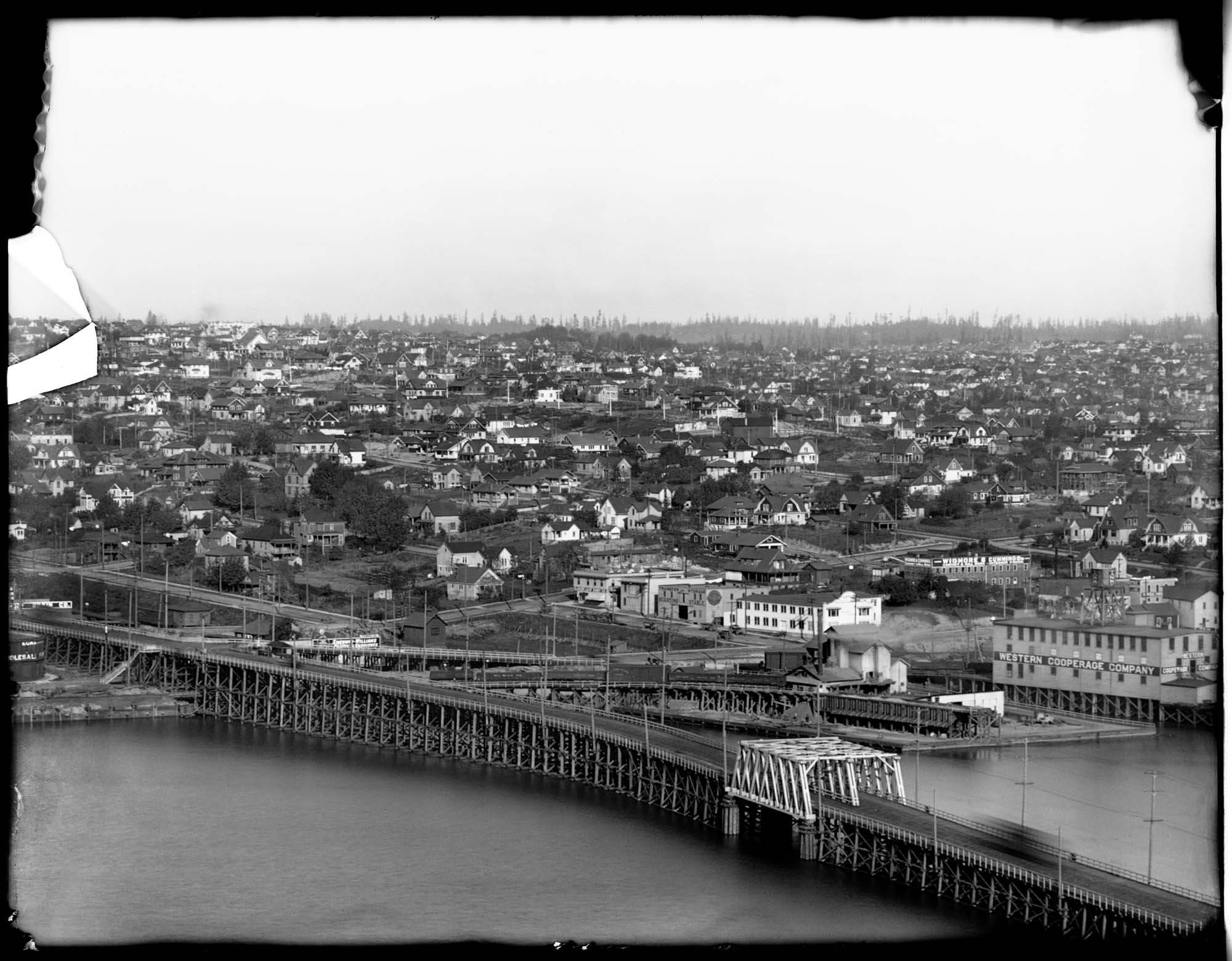 Image of Stone Avenue Bridge and Wallingford neighborhood, Seattle, circa 1912
