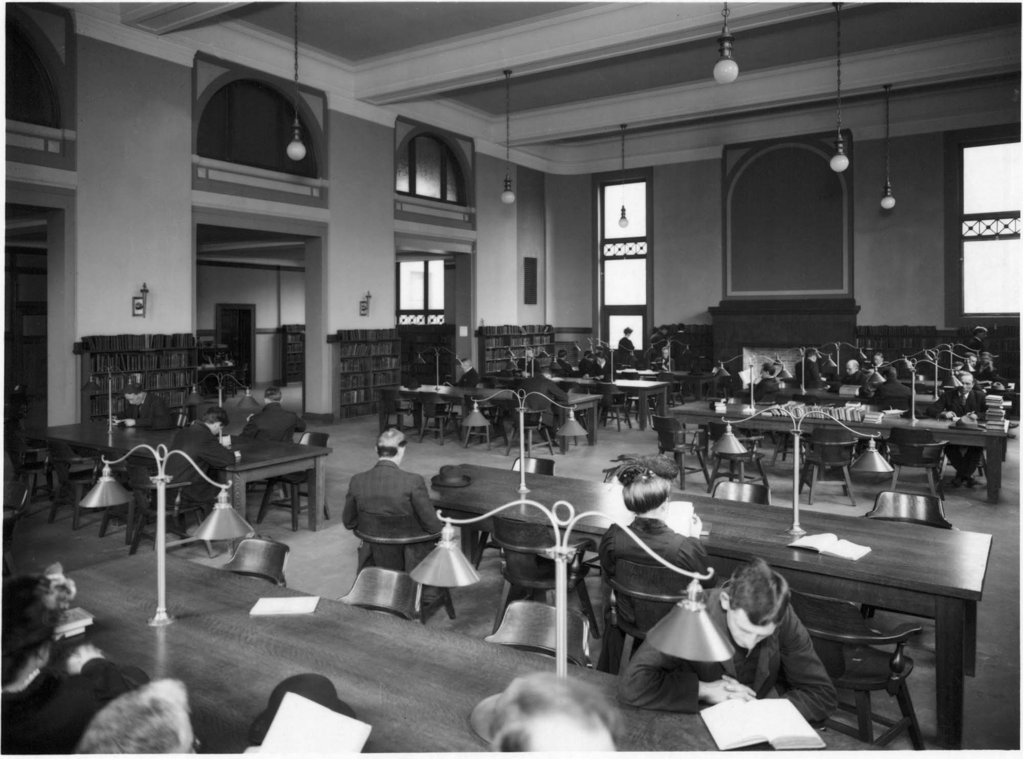 Image of Seattle Public Library reading room, Seattle, circa 1906