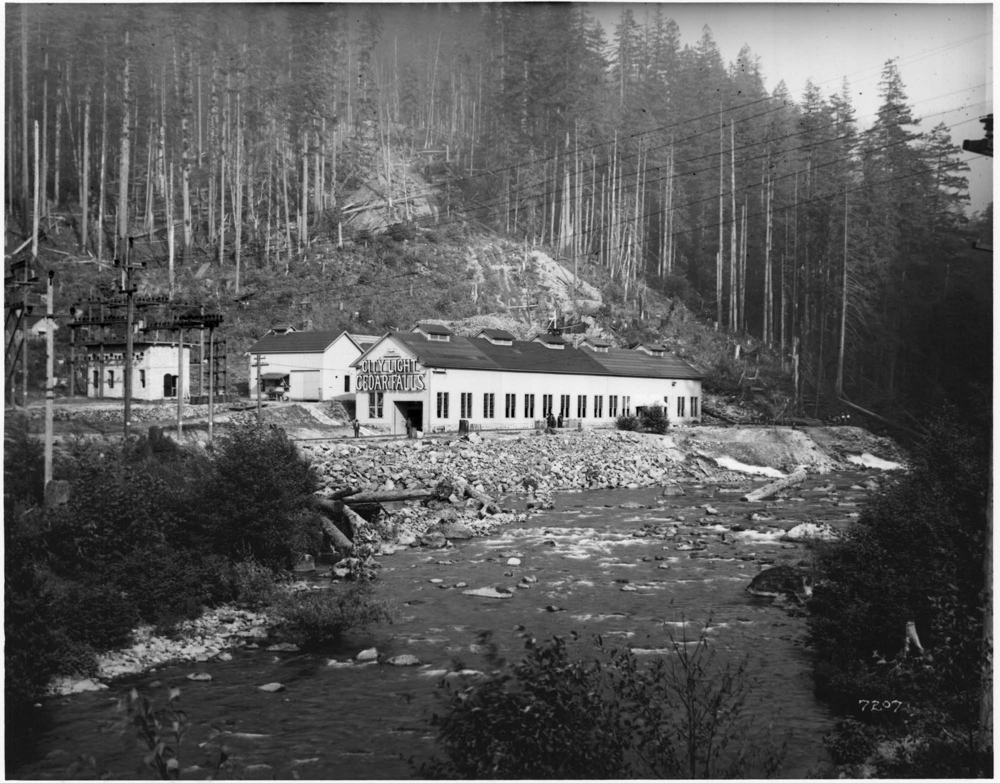 Image of Seattle City Light's first plant at Cedar Falls, 1912