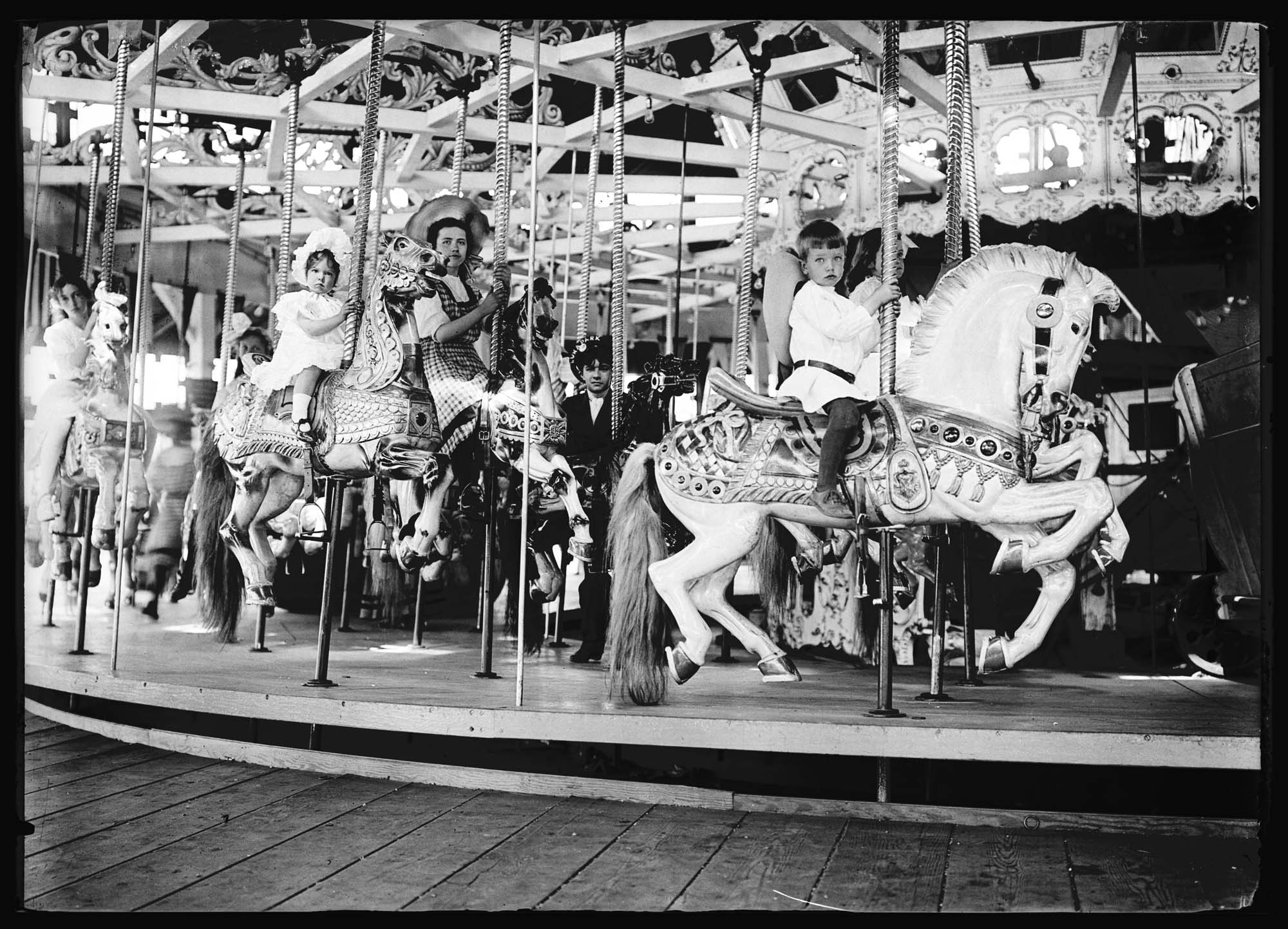 Image of Children on the carousel at Luna Park, circa 1907