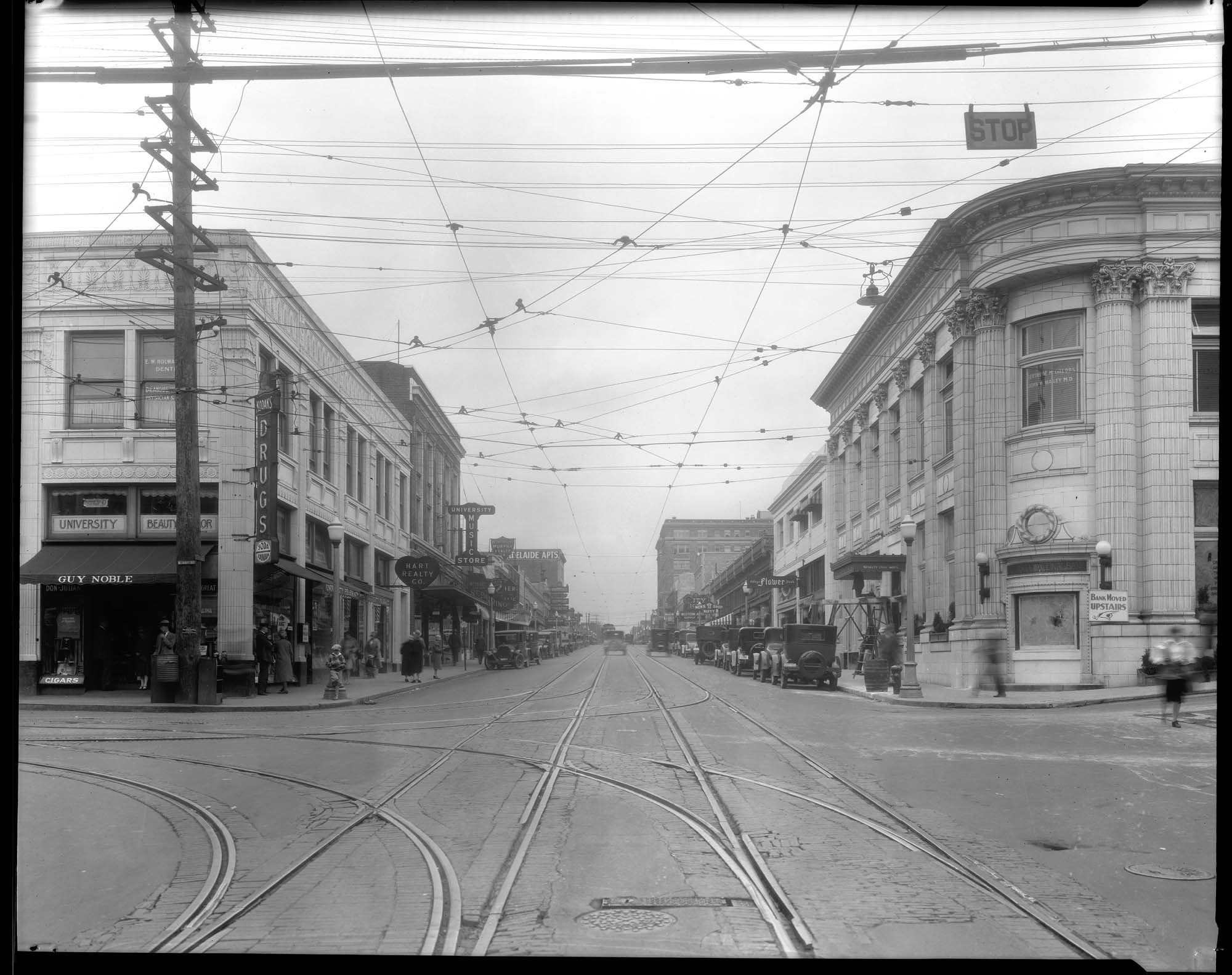 Image of University Way, looking north from 45th Street, circa 1927