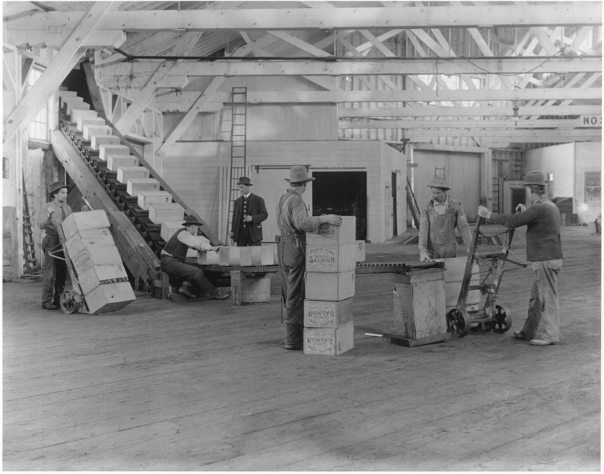 Image of Interior of the Virginia Street Dock warehouse, circa 1911